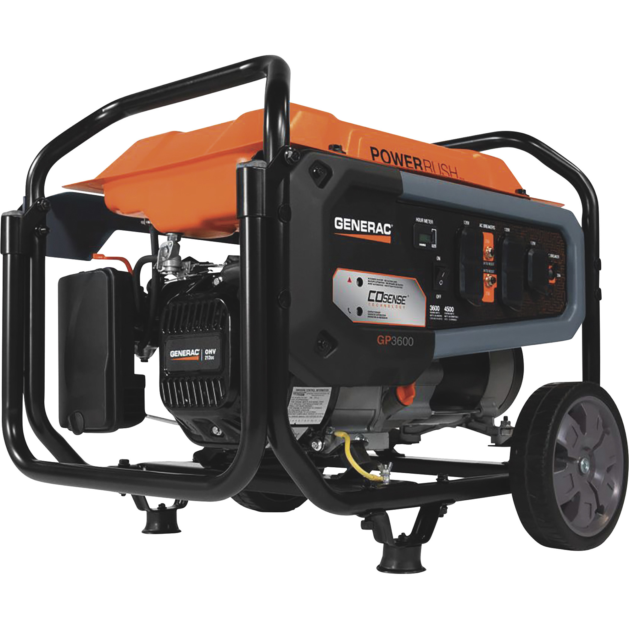 Generac, Portable Generator, Surge Watts 4500 Rated Watts 3600 Voltage 120 Model GP3600