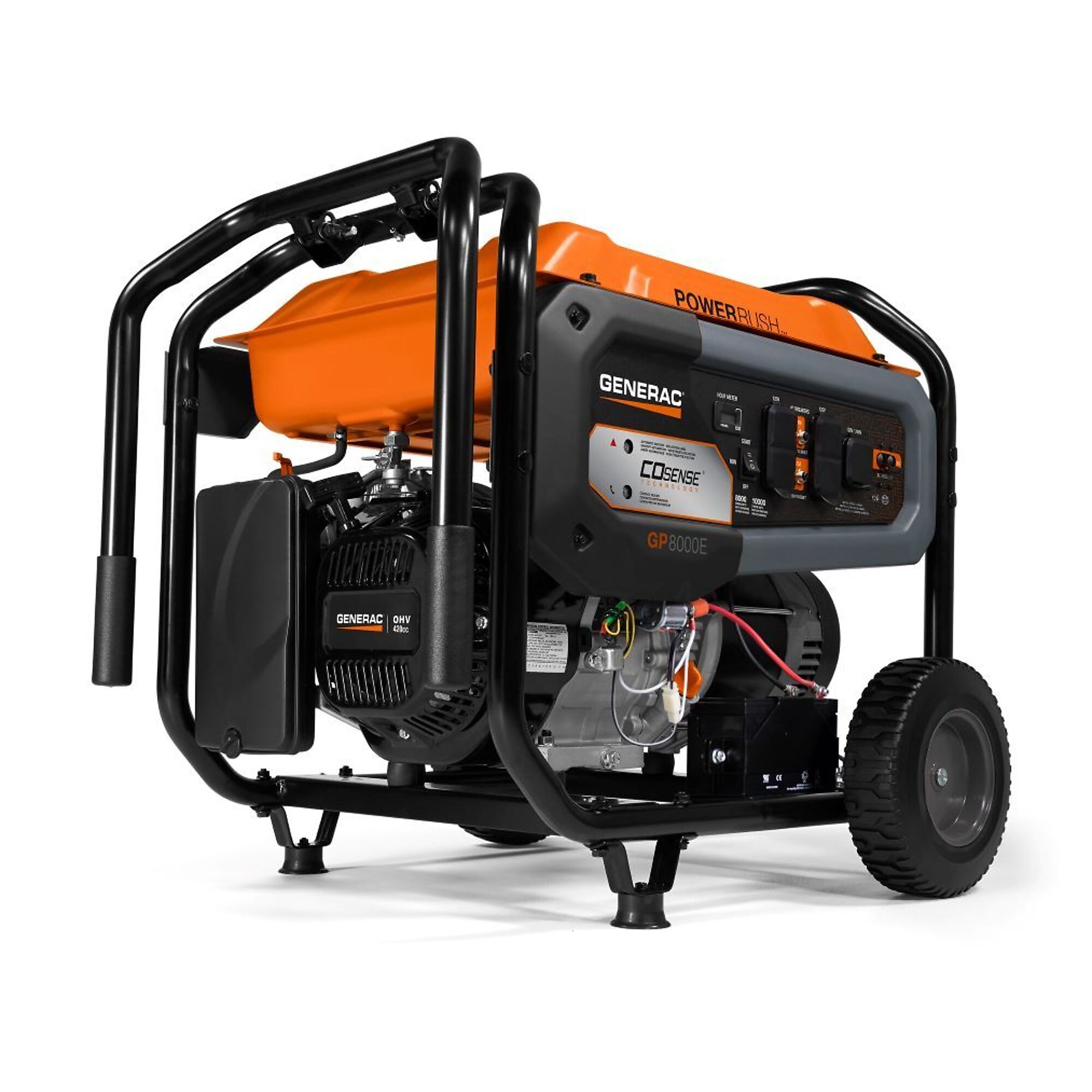 Generac, Portable Generator, Surge Watts 10000 Rated Watts 8000 Voltage 120/240 Model GP8000E