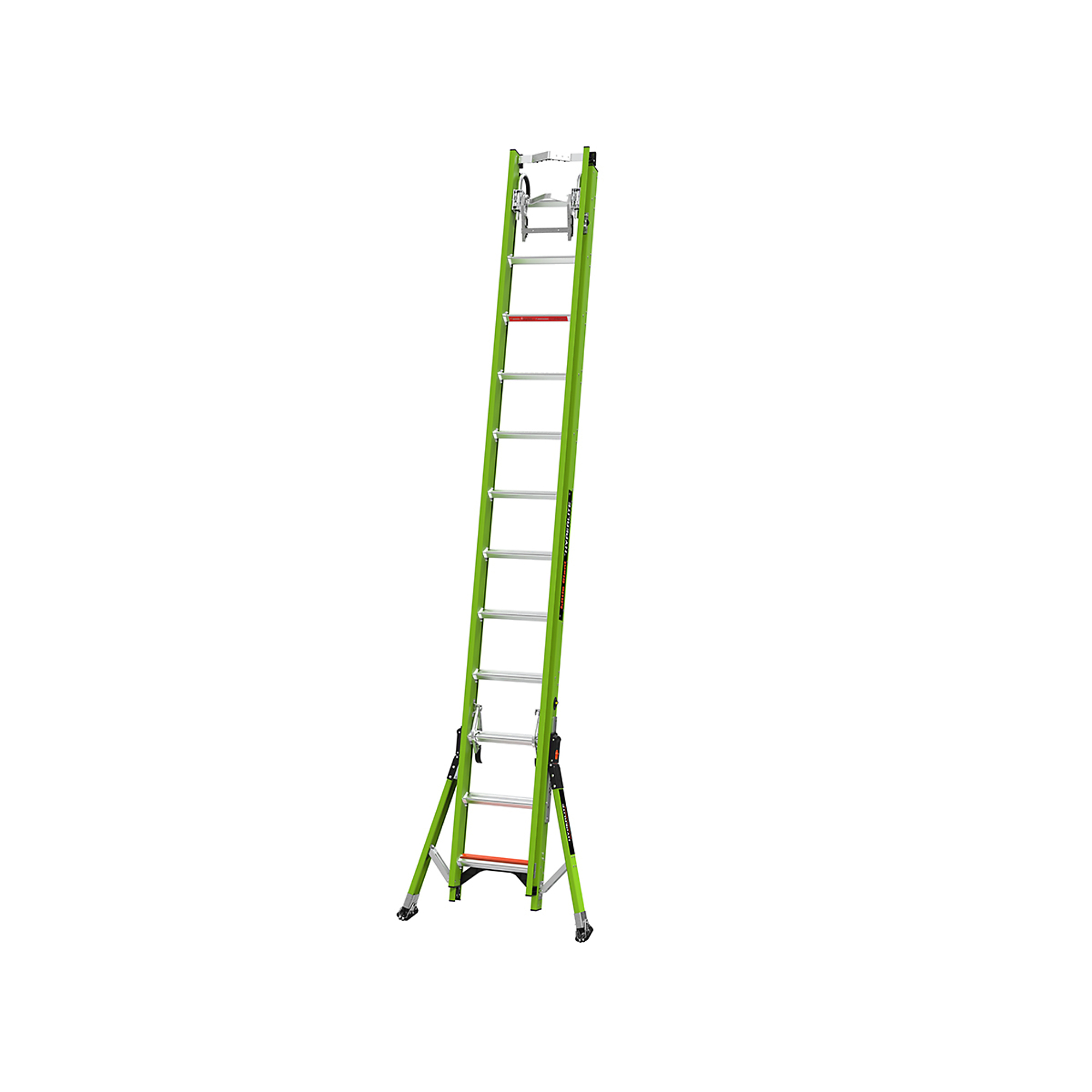 Little Giant Ladder, SUMOSTANCE 24 Ext Ladder GC Hooks Vbar SURE-SET Ft, Height 24 ft, Capacity 375 lb, Material Fiberglass, Model 17624V