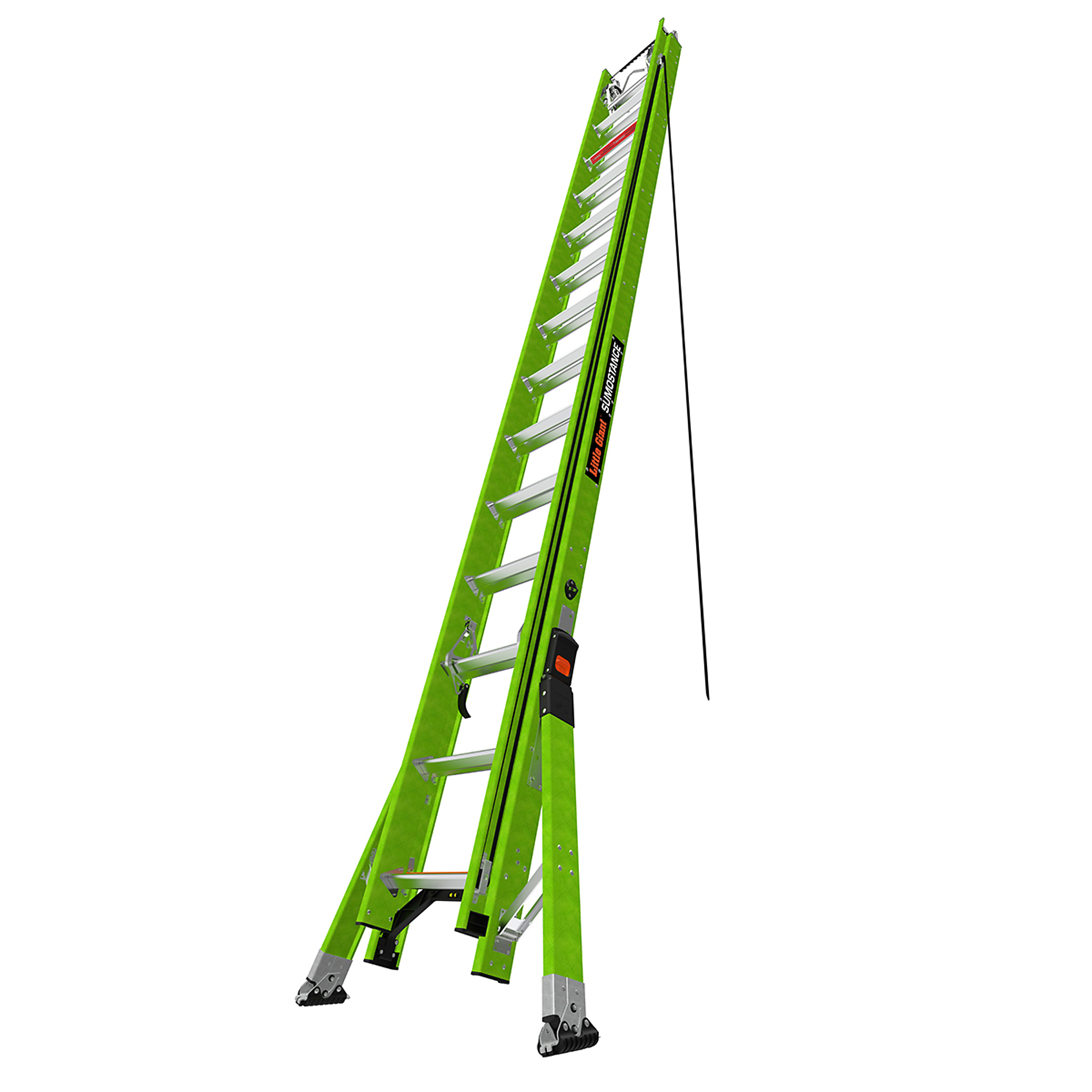 Little Giant Ladder, SUMOSTANCE 28 Ext Ladder GC Hooks Strap SURESET Ft, Height 28 ft, Capacity 375 lb, Material Fiberglass, Model 17628