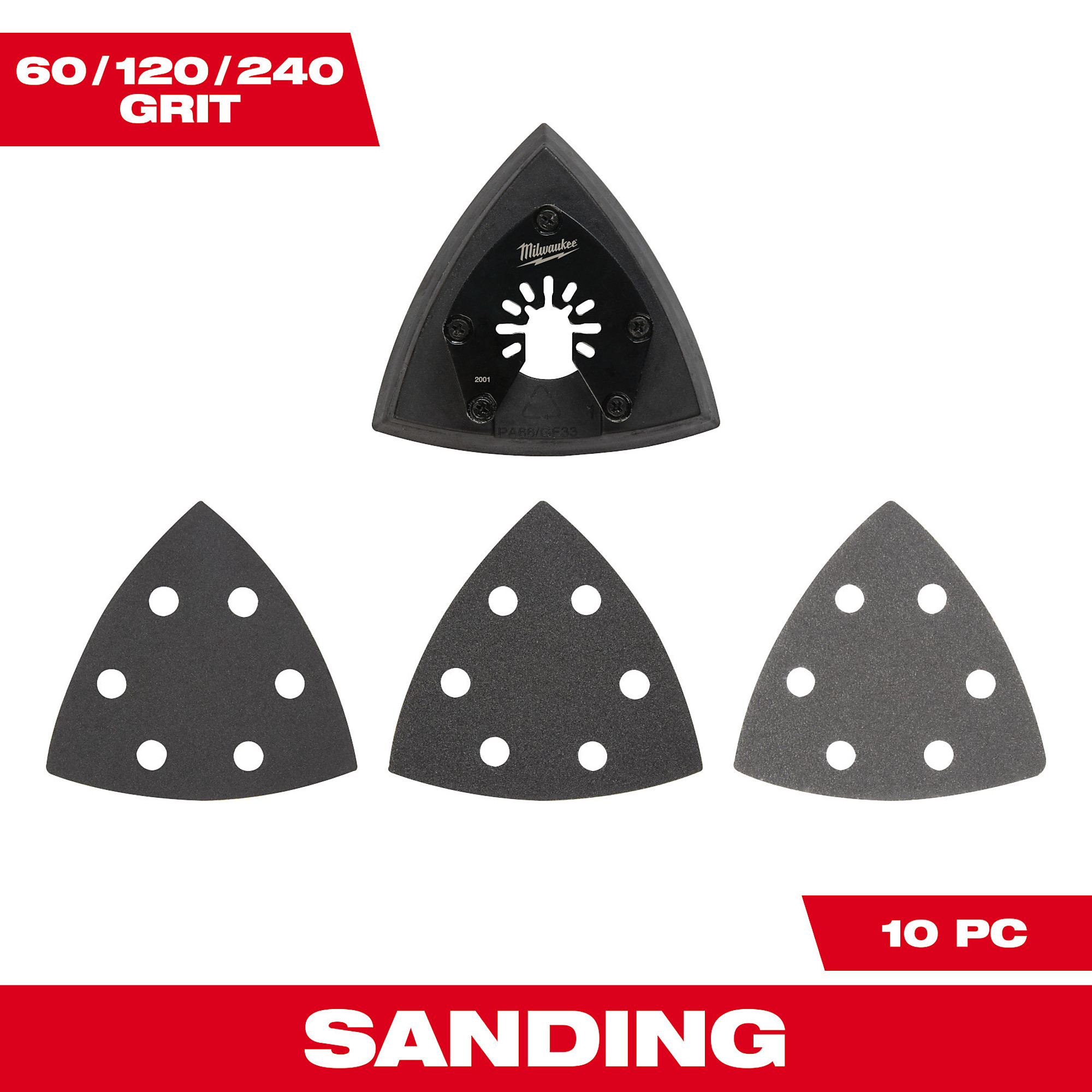 Milwaukee, Milwaukee OPEN-LOK 3-1/2Inch SANDING PAD PAPER VAR SET, Pieces (qty.) 10 Model 49-25-2009