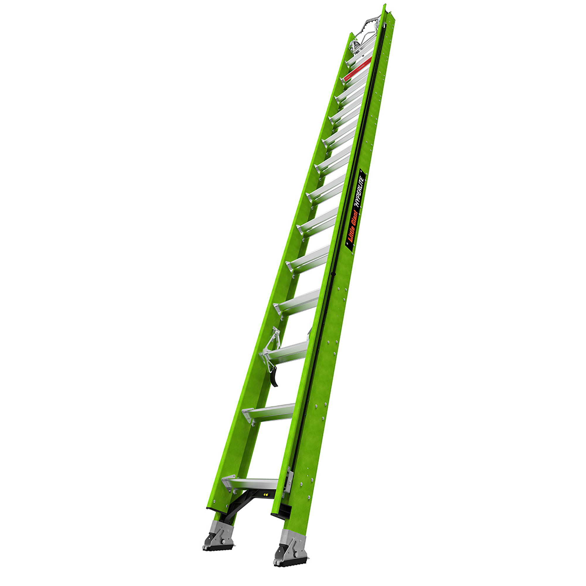 Little Giant Ladder, HYPERLITE 28 300 lb. Ext. Ladder Cable Hooks V-bar, Height 28 ft, Capacity 300 lb, Material Fiberglass, Model 18328V