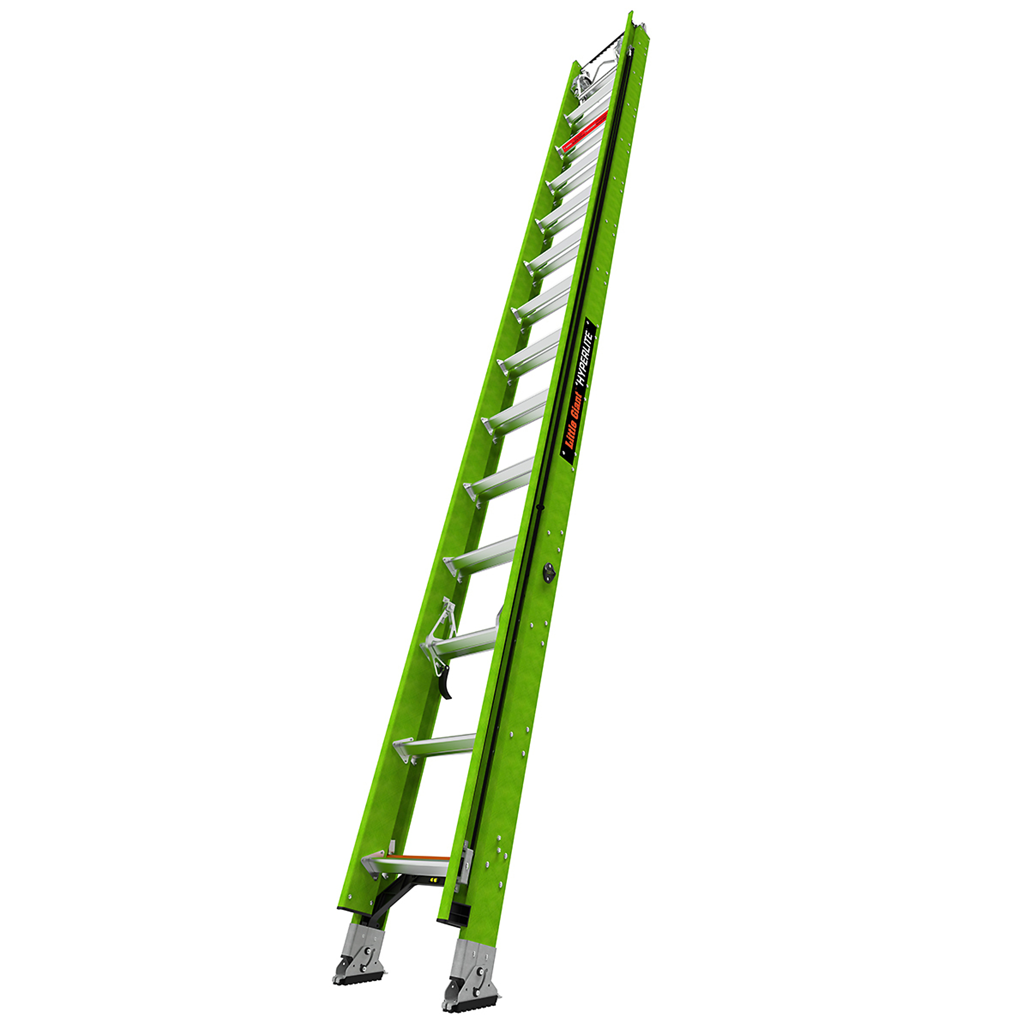 Little Giant Ladder, HYPERLITE 28 Ext Lad GRND CUE Hook CLAW Pole Strap, Height 28 ft, Capacity 375 lb, Material Fiberglass, Model 17528