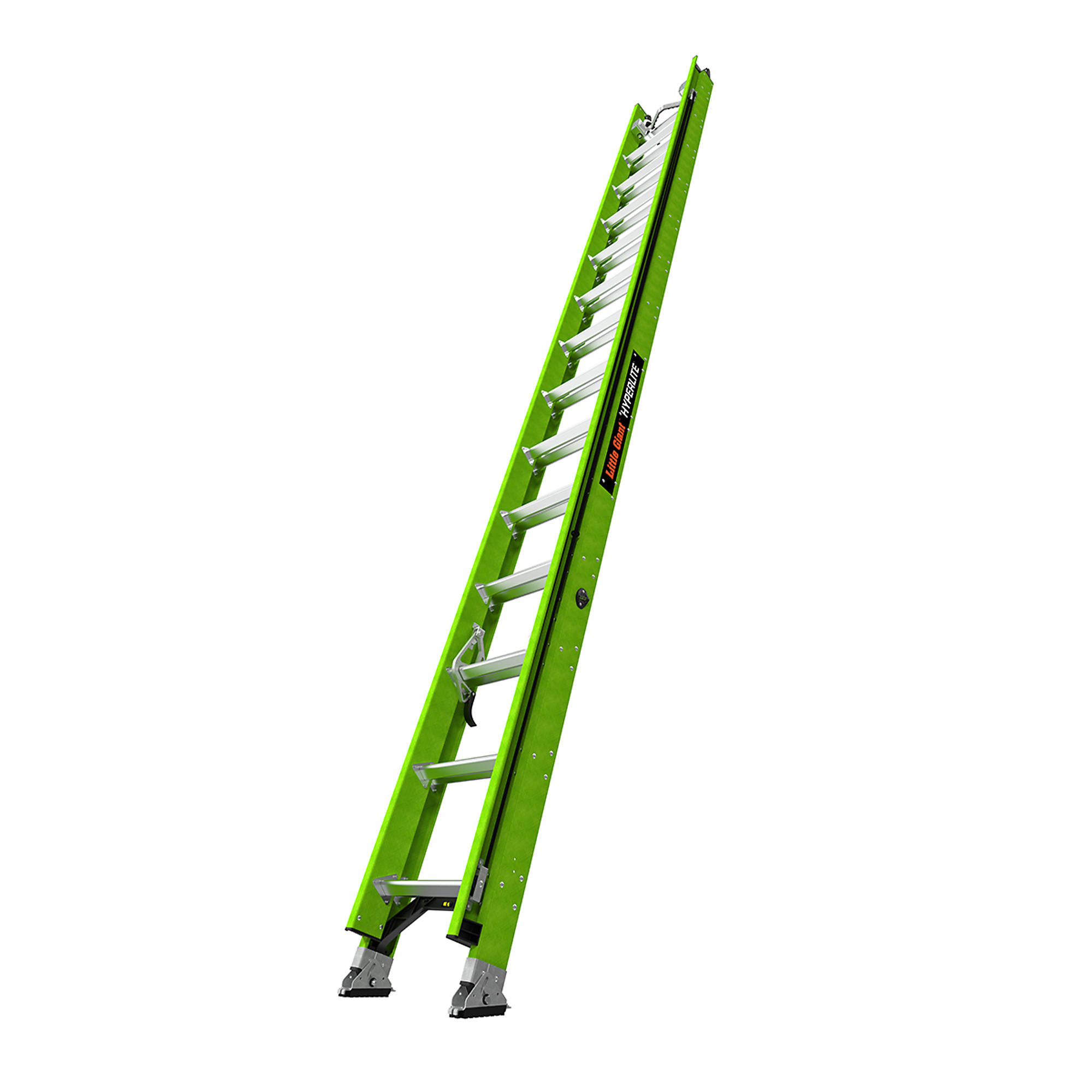 Little Giant Ladder, HYPERLITE 28 Ext Ladder w Cable Hooks and V-Rung, Height 28 ft, Capacity 375 lb, Material Fiberglass, Model 17928-089