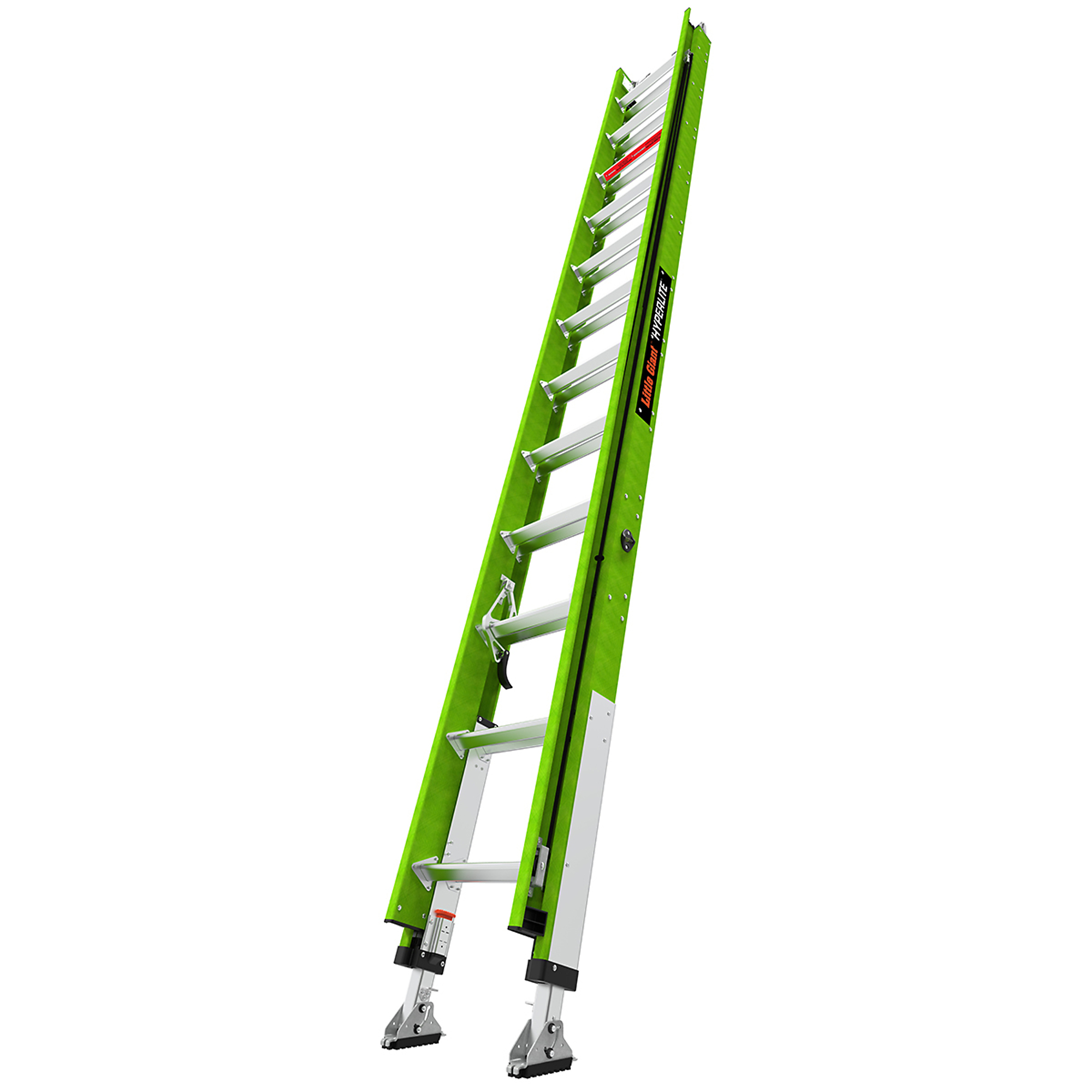 Little Giant Ladder, HYPERLITE 24 Ext. Lad. Pole Strap RATCHET Levelers, Height 24 ft, Capacity 375 lb, Material Fiberglass, Model 17924-246PS