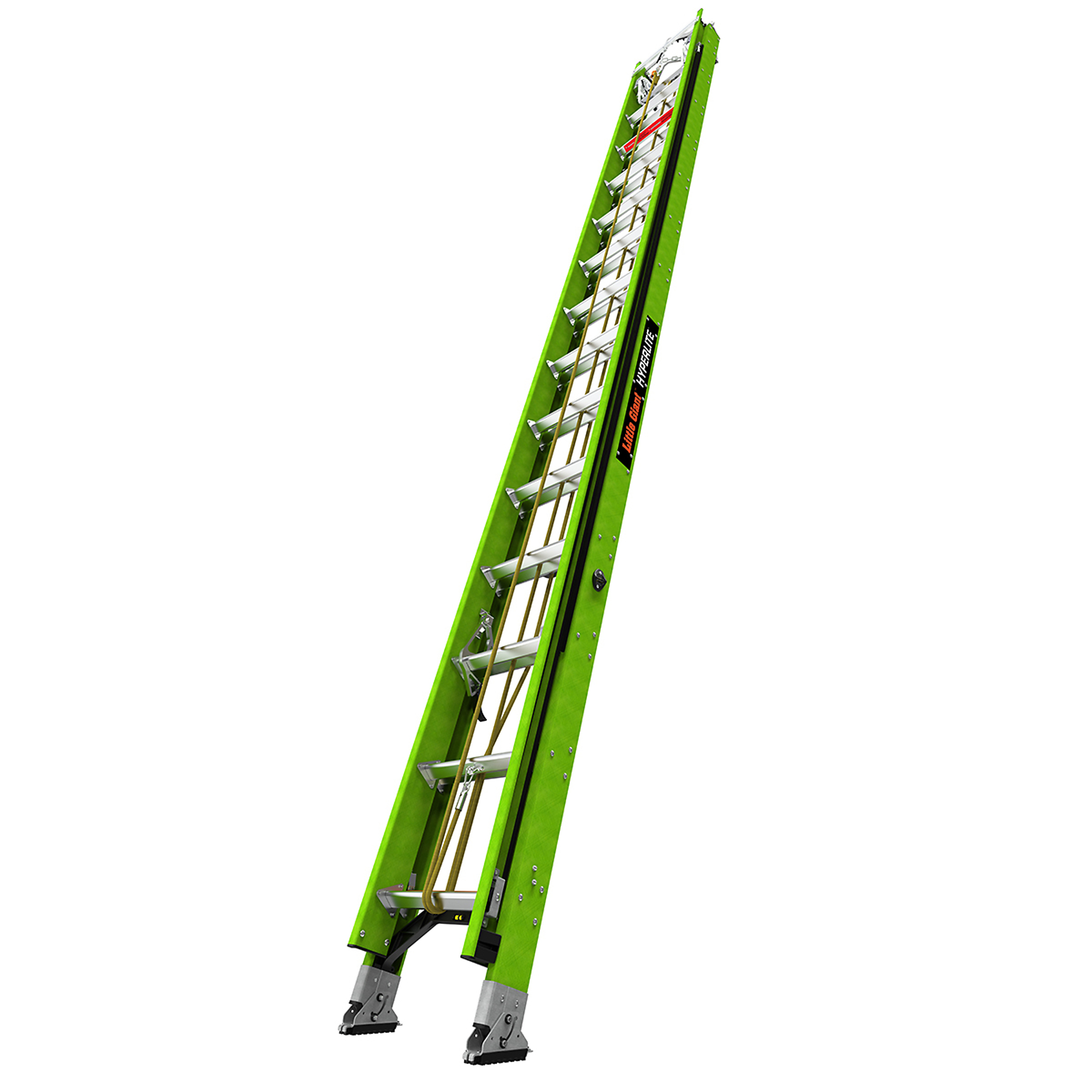 Little Giant Ladder, HYPERLITE 28 Ext Lad GC Hk V-bar Safety Line PETZL, Height 28 ft, Capacity 375 lb, Material Fiberglass, Model 17528-279