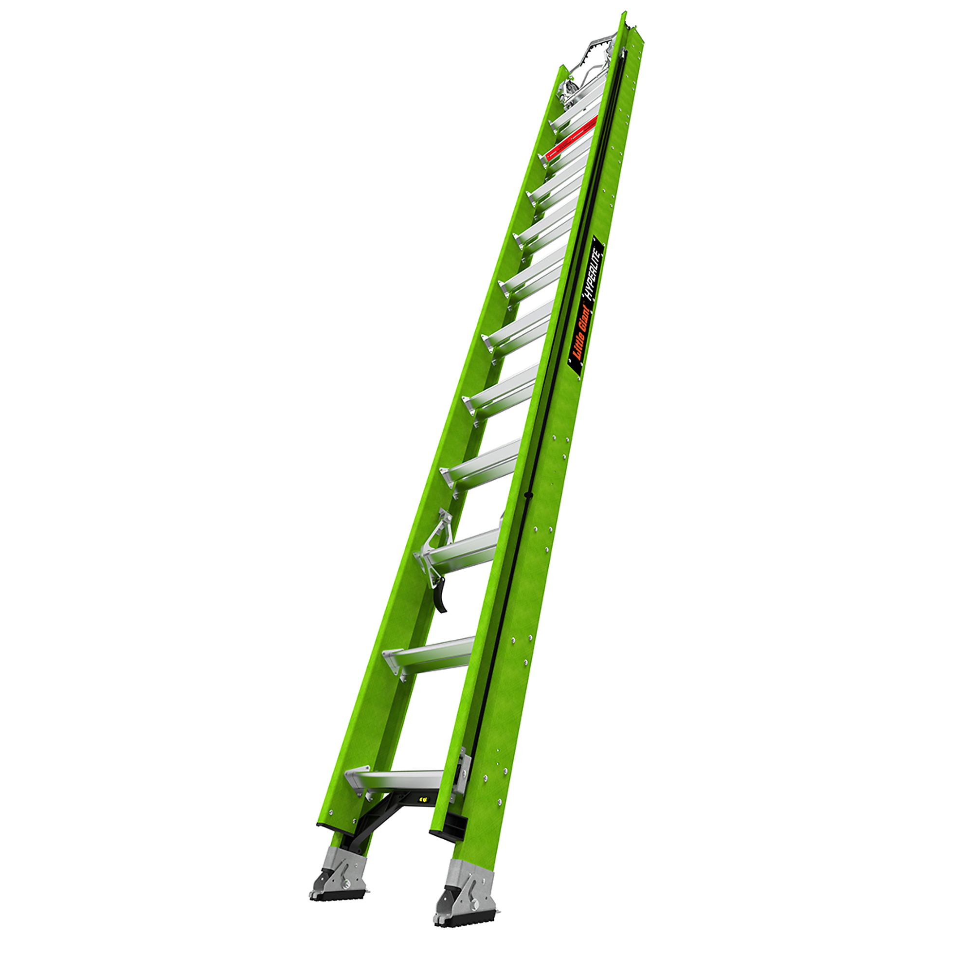 Little Giant Ladder, HYPERLITE 24 300 lb. Ext. Ladder Cable Hooks V-bar, Height 24 ft, Capacity 300 lb, Material Fiberglass, Model 18324V