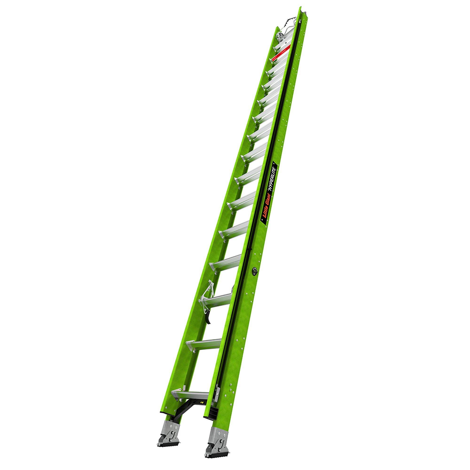 Little Giant Ladder, HYPERLITE 32 Ext Ladder GROUND CUE Hook CLAW Vbar, Height 32 ft, Capacity 375 lb, Material Fiberglass, Model 17532V