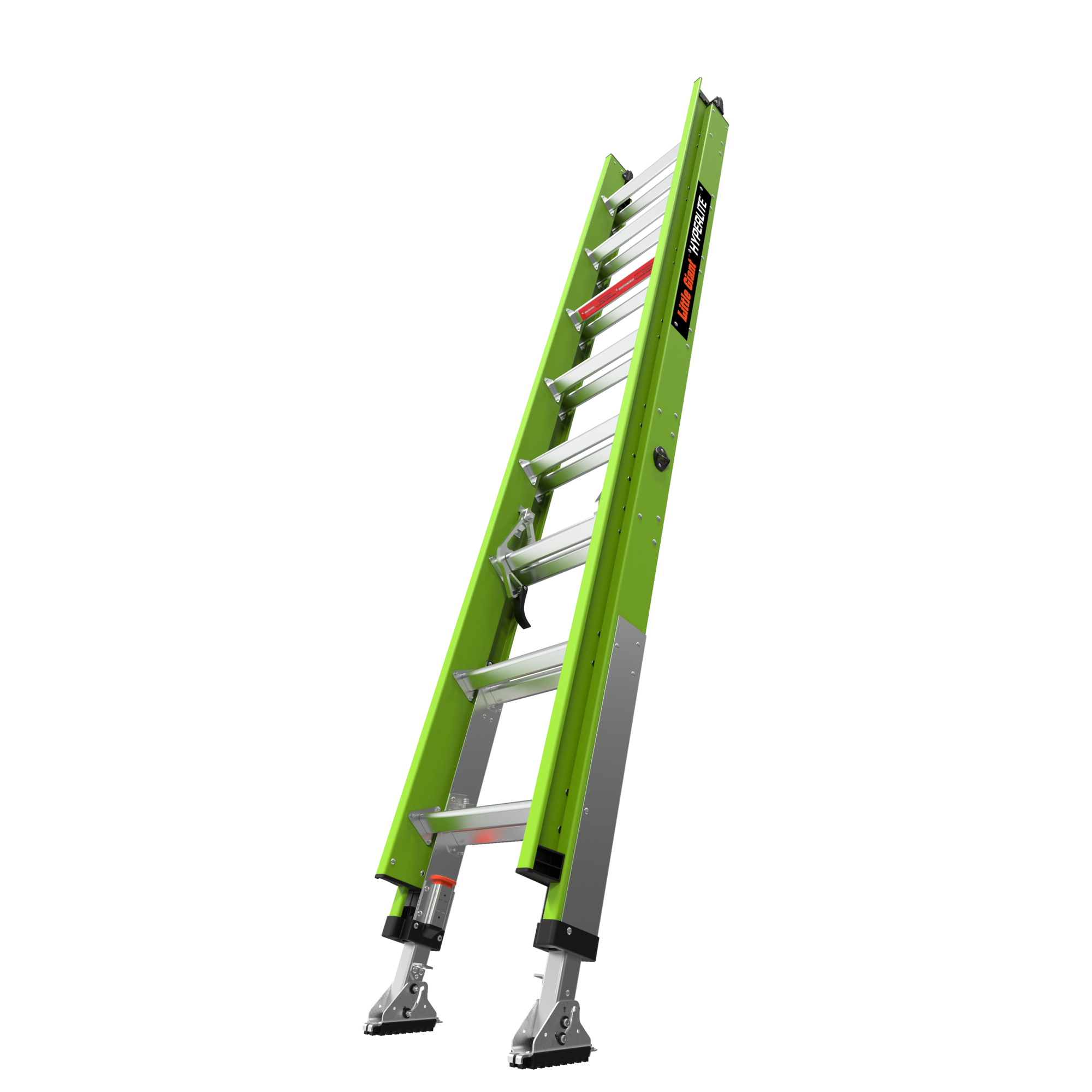 Little Giant Ladder, HYPERLITE 16 Ext Ladder GND. CUE V-bar SURE-SET, Height 16 ft, Capacity 375 lb, Material Fiberglass, Model 17916-268V