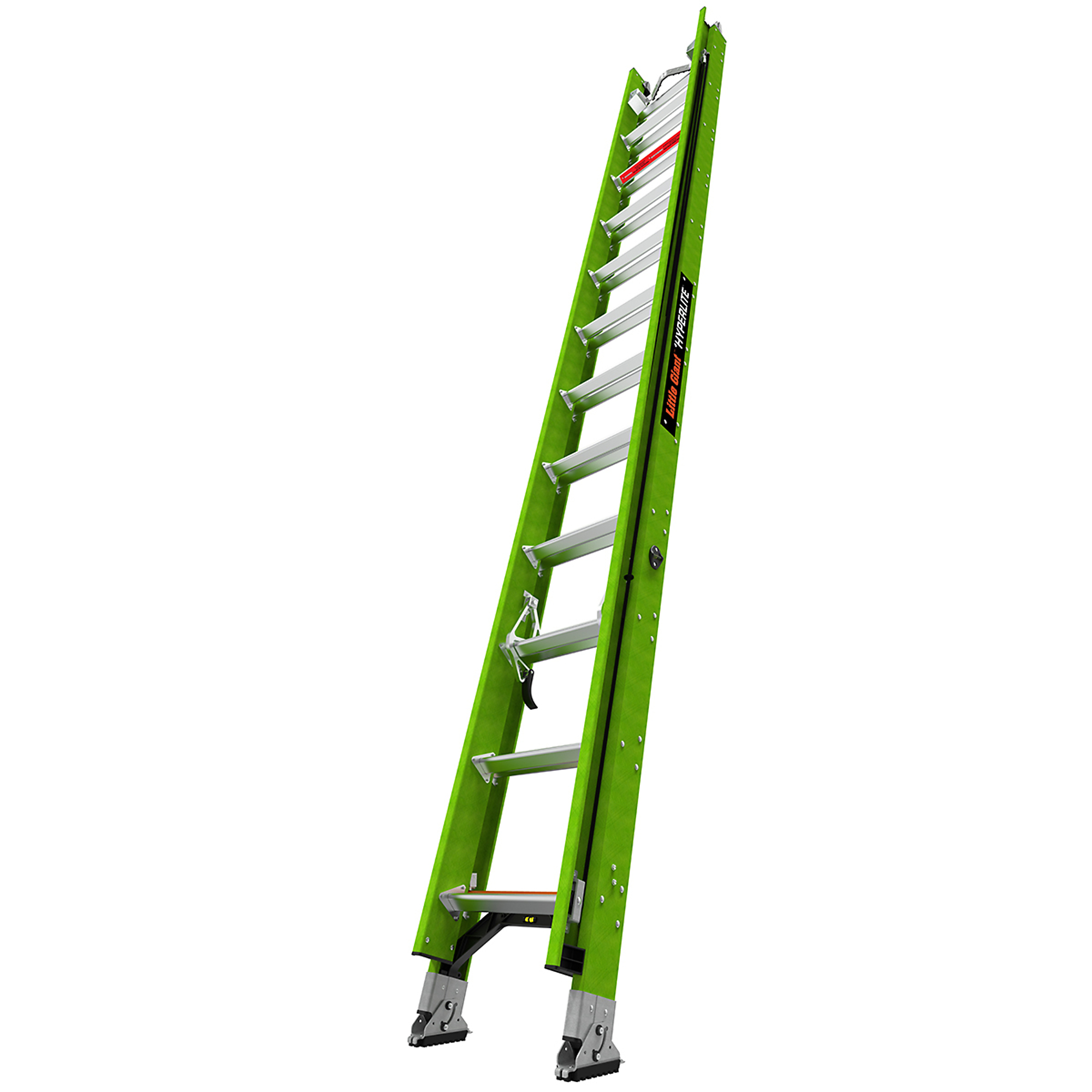 Little Giant Ladder, HYPERLITE 24ft. Ext Ladder GROUND CUE VRung SURE-SET, Height 24 ft, Capacity 375 lb, Material Fiberglass, Model 17924-186