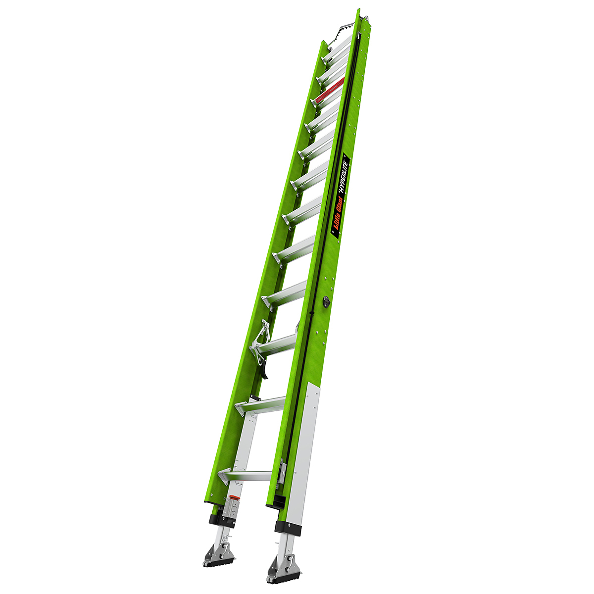 Little Giant Ladder, HYPERLITE 24ft. Ext. Ladder, V-bar, RATCHET Levelers, Height 24 ft, Capacity 375 lb, Material Fiberglass, Model 17924-246V