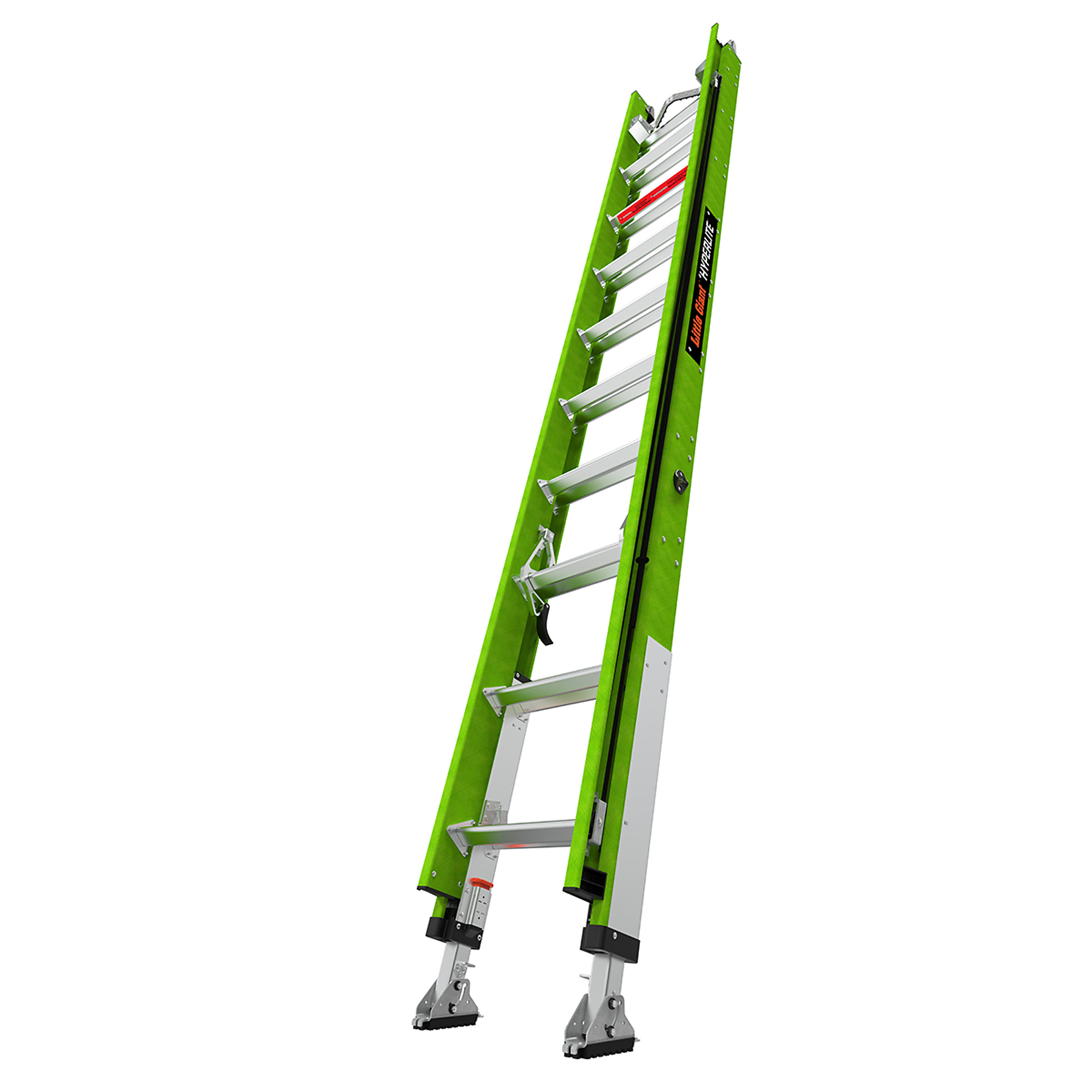 Little Giant Ladder, HYPERLITE 20ft. Ext. Ladder V-bar RATCHET Levelers, Height 20 ft, Capacity 375 lb, Material Fiberglass, Model 17920-269