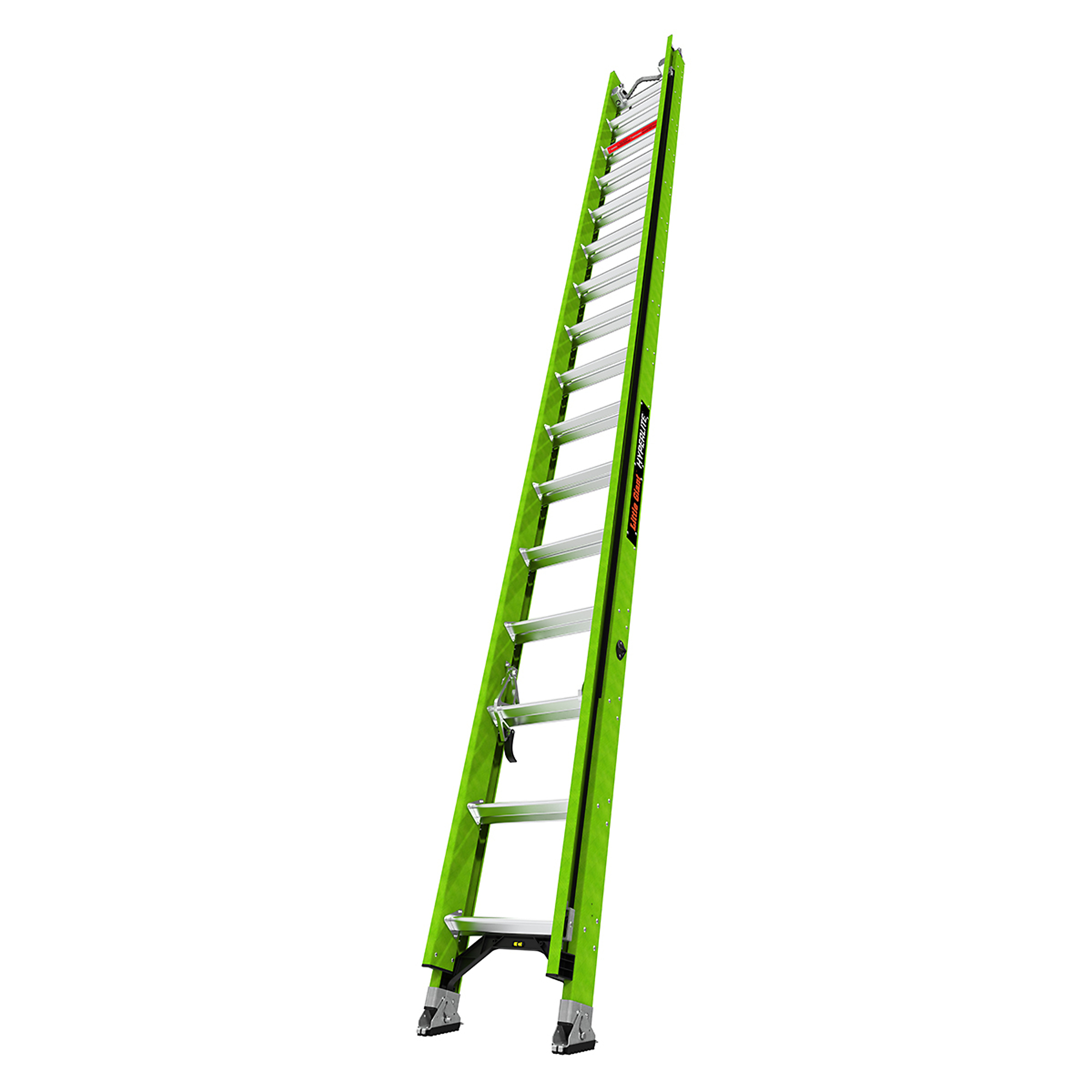 Little Giant Ladder, HYPERLITE 32 Ext Ladder w Cable Hooks and V-Rung, Height 32 ft, Capacity 375 lb, Material Fiberglass, Model 17932-089