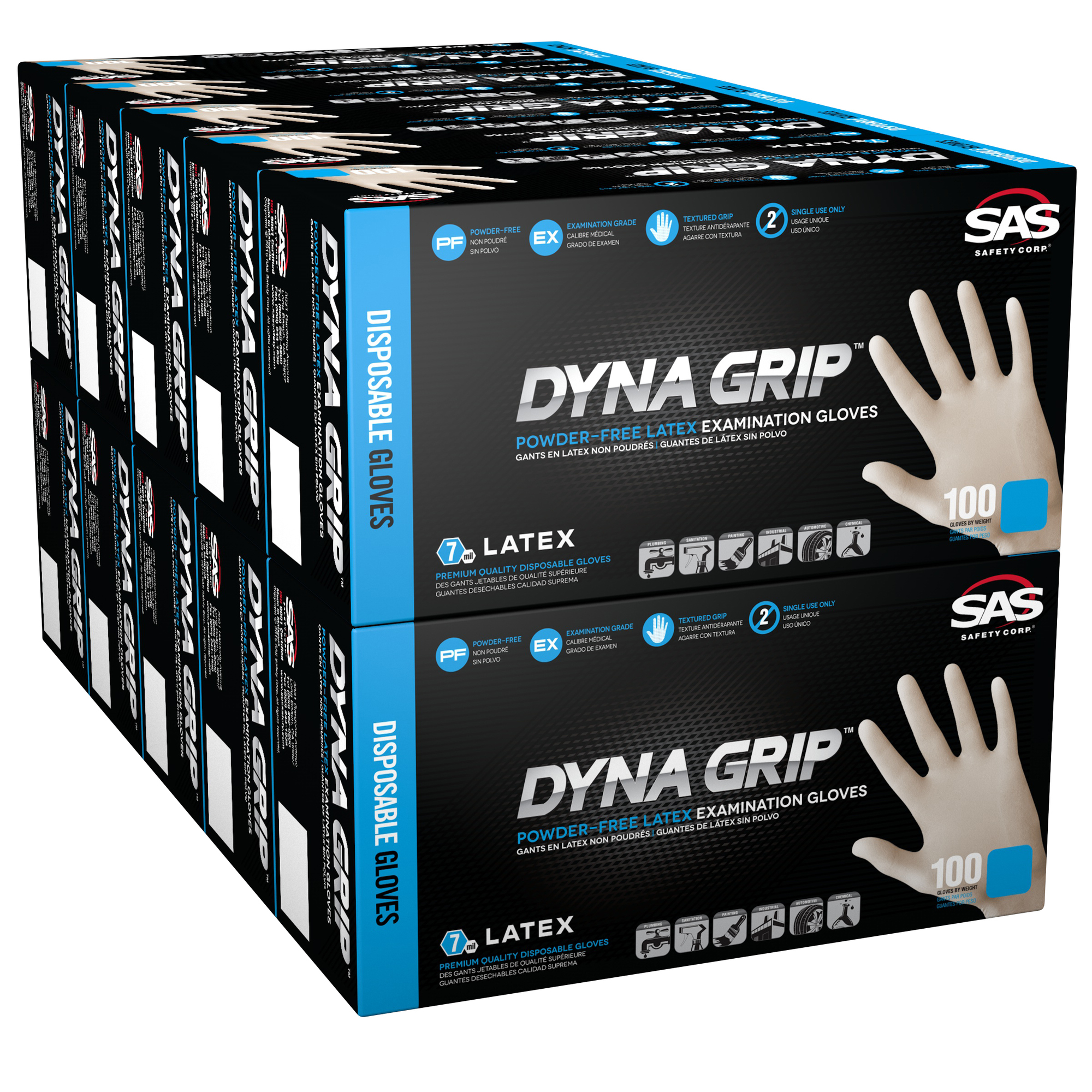 Dyna-Grip, Case of Dyna Grip PF Exam Latex 7 mil 1000 Glove, Size S, Color White, Included (qty.) 1000 Model 650-1001CASE