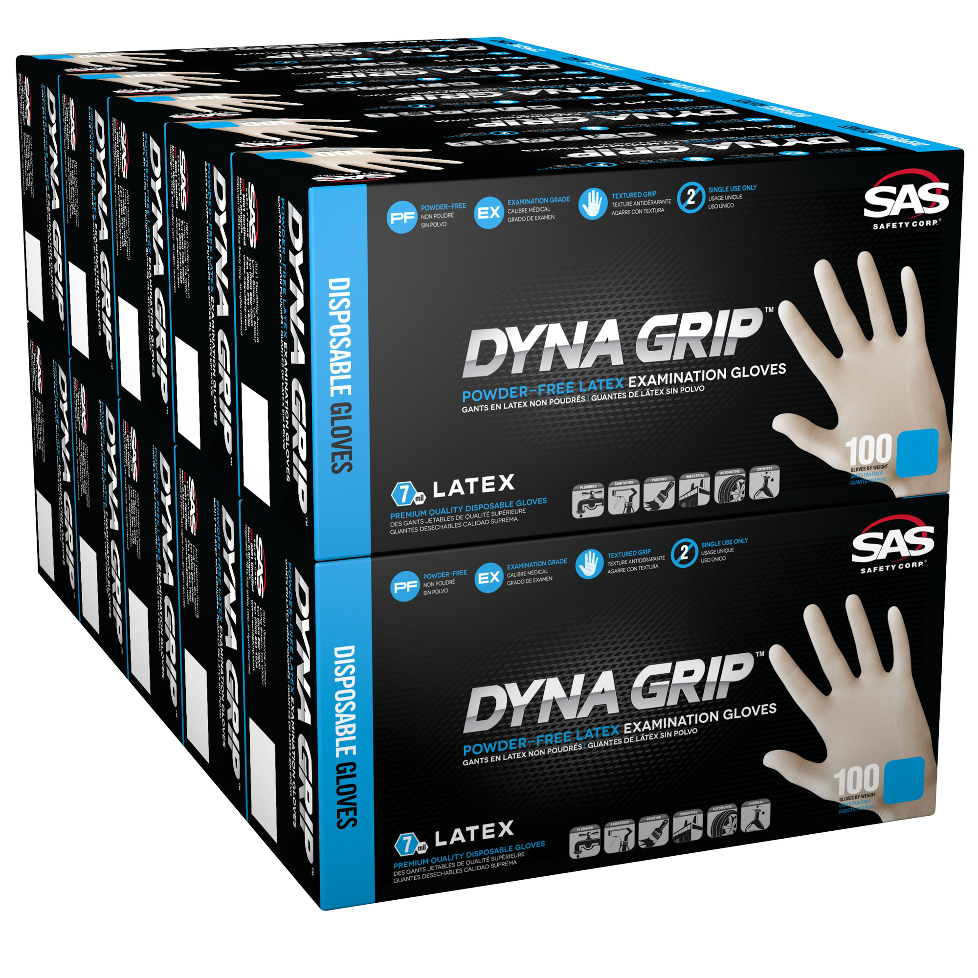 Dyna-Grip, Case of Dyna Grip PF Exam Latex 7 mil 1000 Glove, Size XL, Color White, Included (qty.) 1000 Model 650-1004CASE