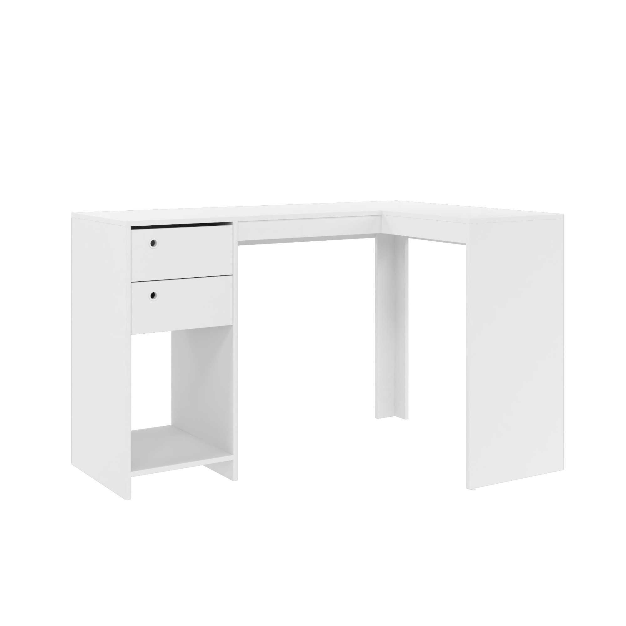 Manhattan Comfort, Palermo Classic L-Desk 2 Drawers and 1 Cubby White, Width 50.39 in, Height 31.89 in, Depth 35.43 in, Model 41AMC