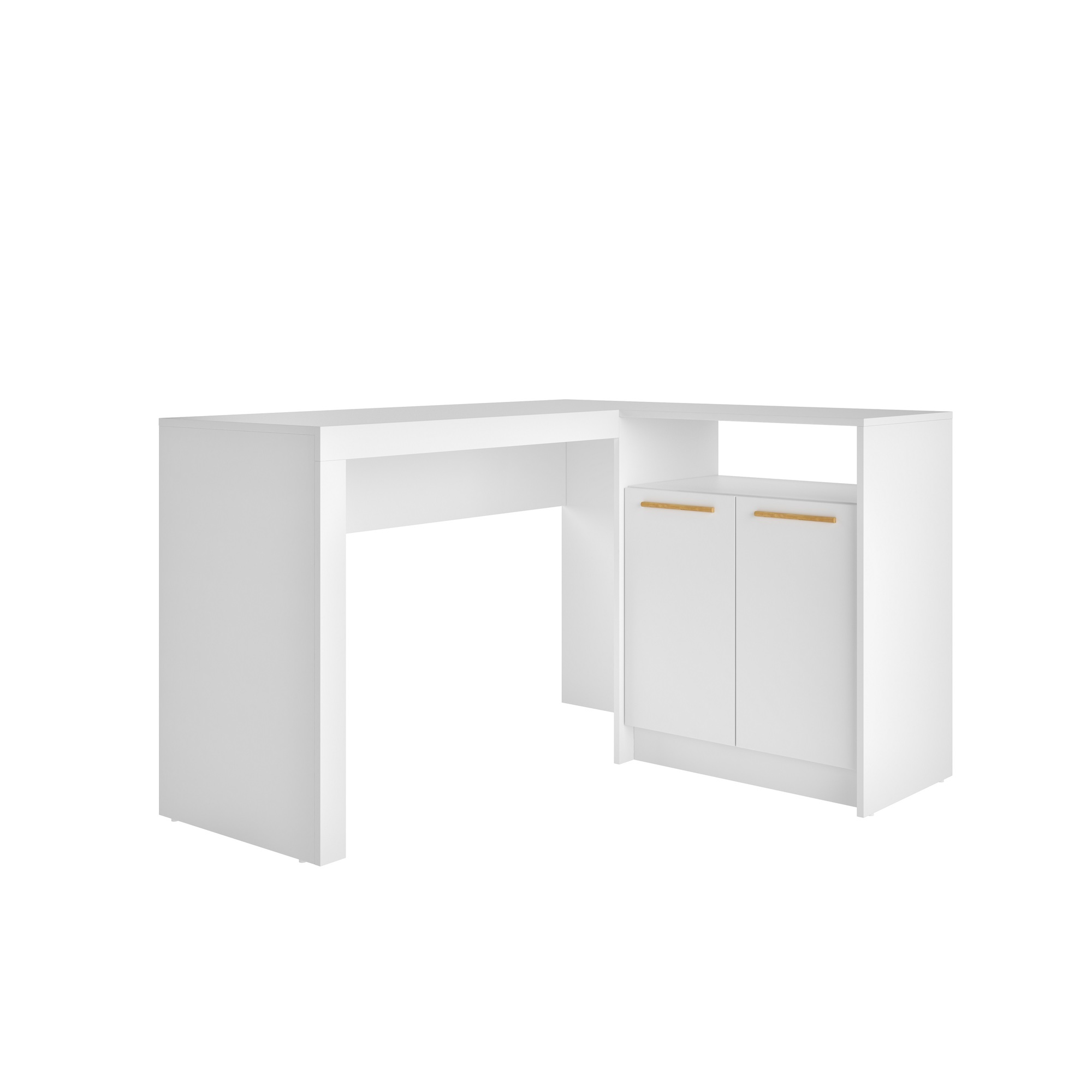 Manhattan Comfort, Kalmar L-Shaped Office Deskclusive Cabinet White, Width 48.43 in, Height 29.92 in, Depth 41.14 in, Model 138AMC