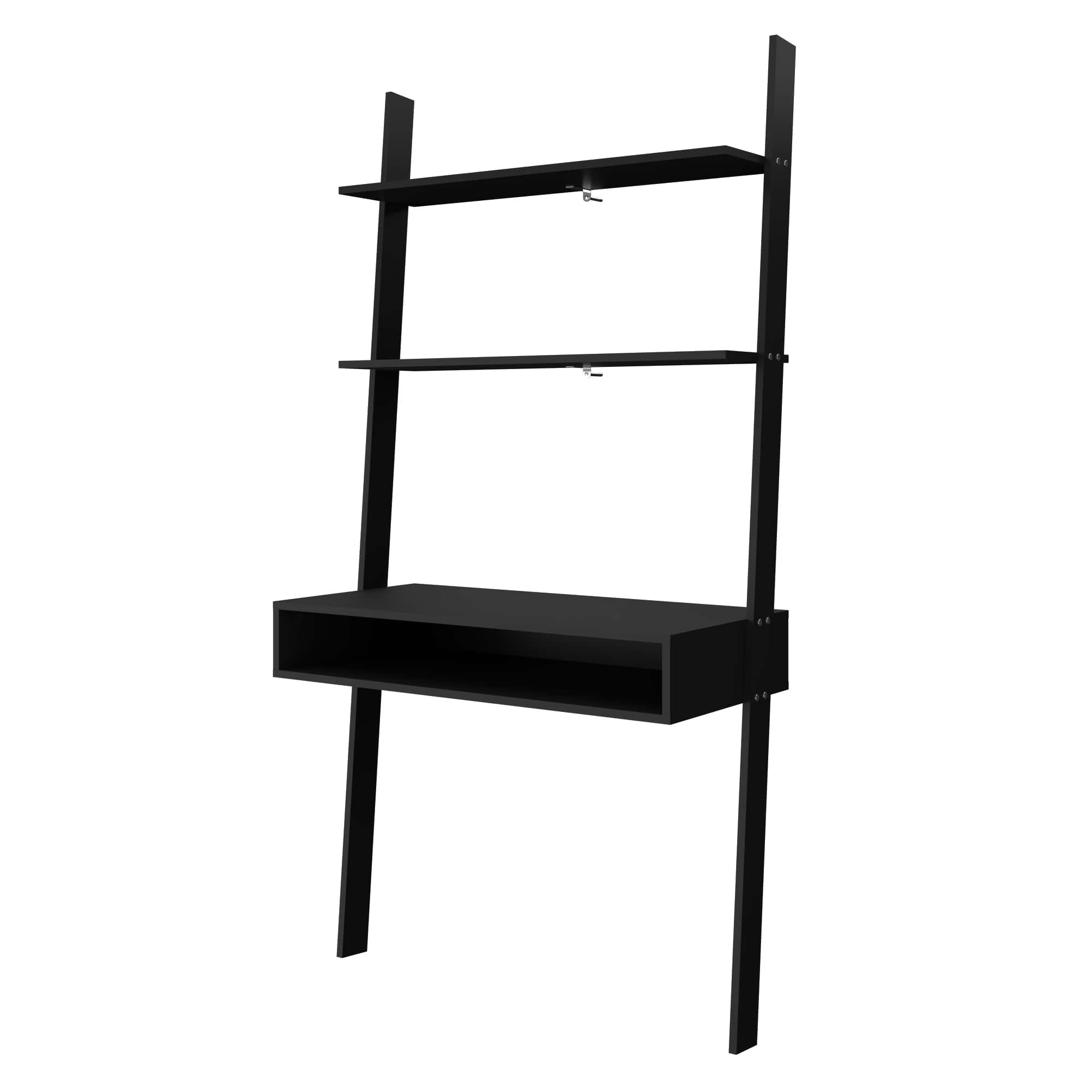 Manhattan Comfort, Cooper Ladder Desk 2 Floating Shelves in Black, Width 36.61 in, Height 72.04 in, Depth 17.51 in, Model 193AMC