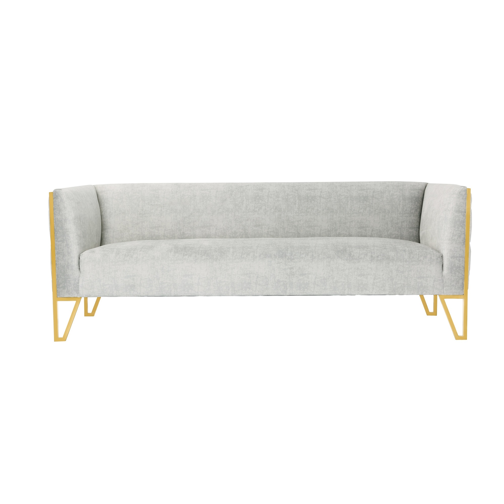 Manhattan Comfort, Vector 81.5Inch Grey and Gold Velvet 3-Seat Sofa, Primary Color Gray, Included (qty.) 1 Model SF008