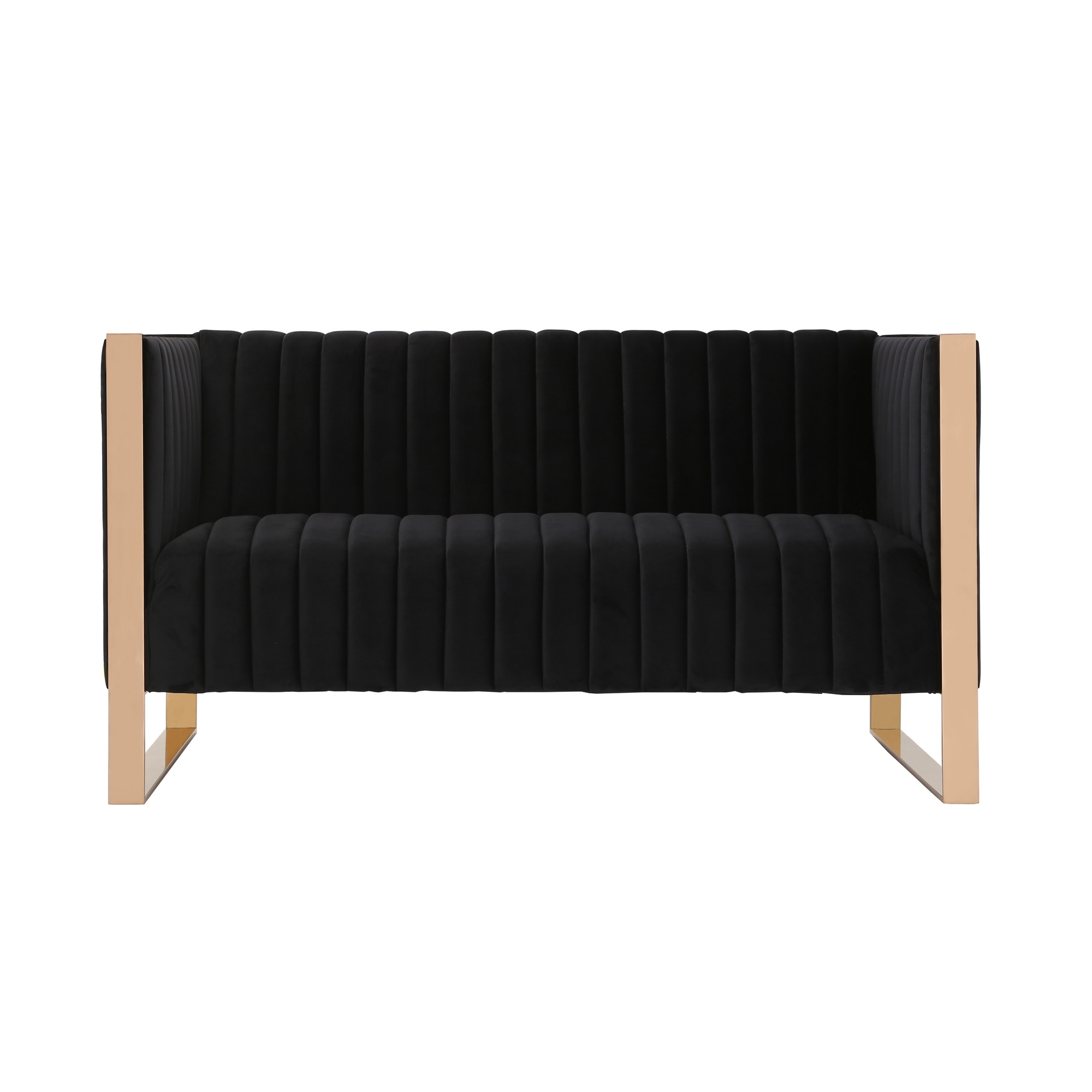 Manhattan Comfort, Trillium Black and Gold Velvet 2-Seater Loveseat, Primary Color Black, Included (qty.) 1 Model LS016