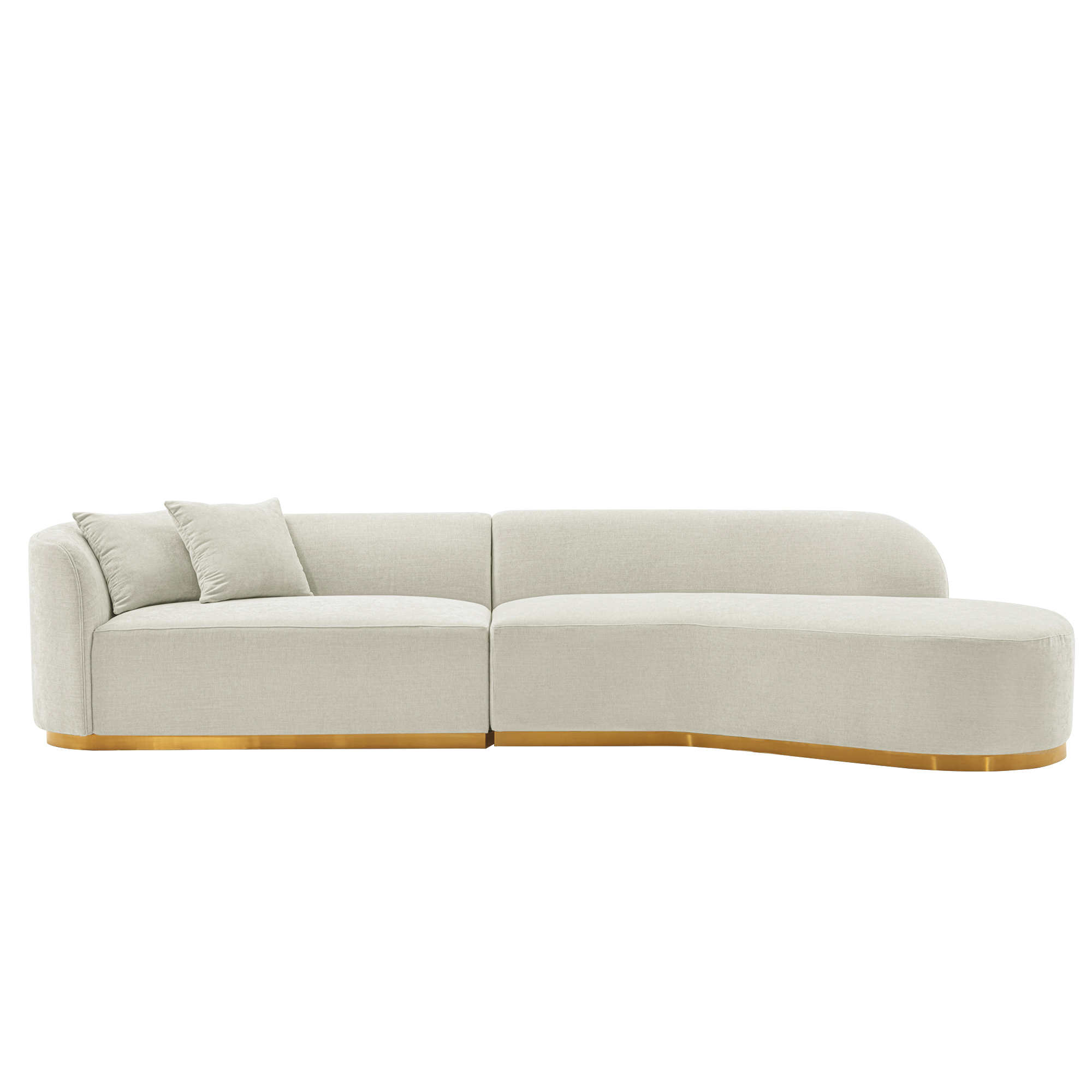 Manhattan Comfort, Daria Linen Sofa Sectional with Pillows in Ivory, Primary Color Ivory, Included (qty.) 1 Model SF012