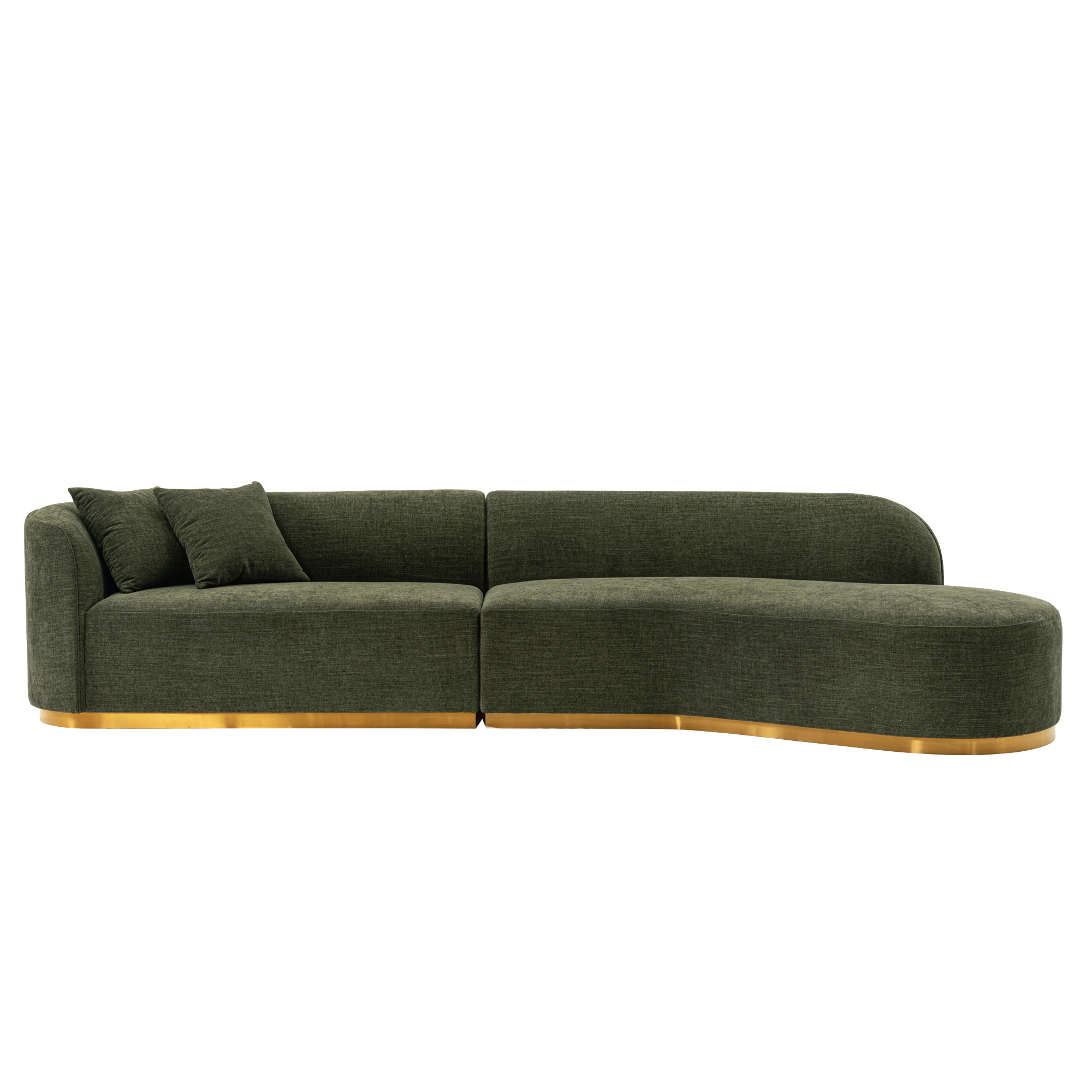 Manhattan Comfort, Daria Linen Sofa Sectional with Pillows in Olive, Primary Color Olive, Included (qty.) 1 Model SF012