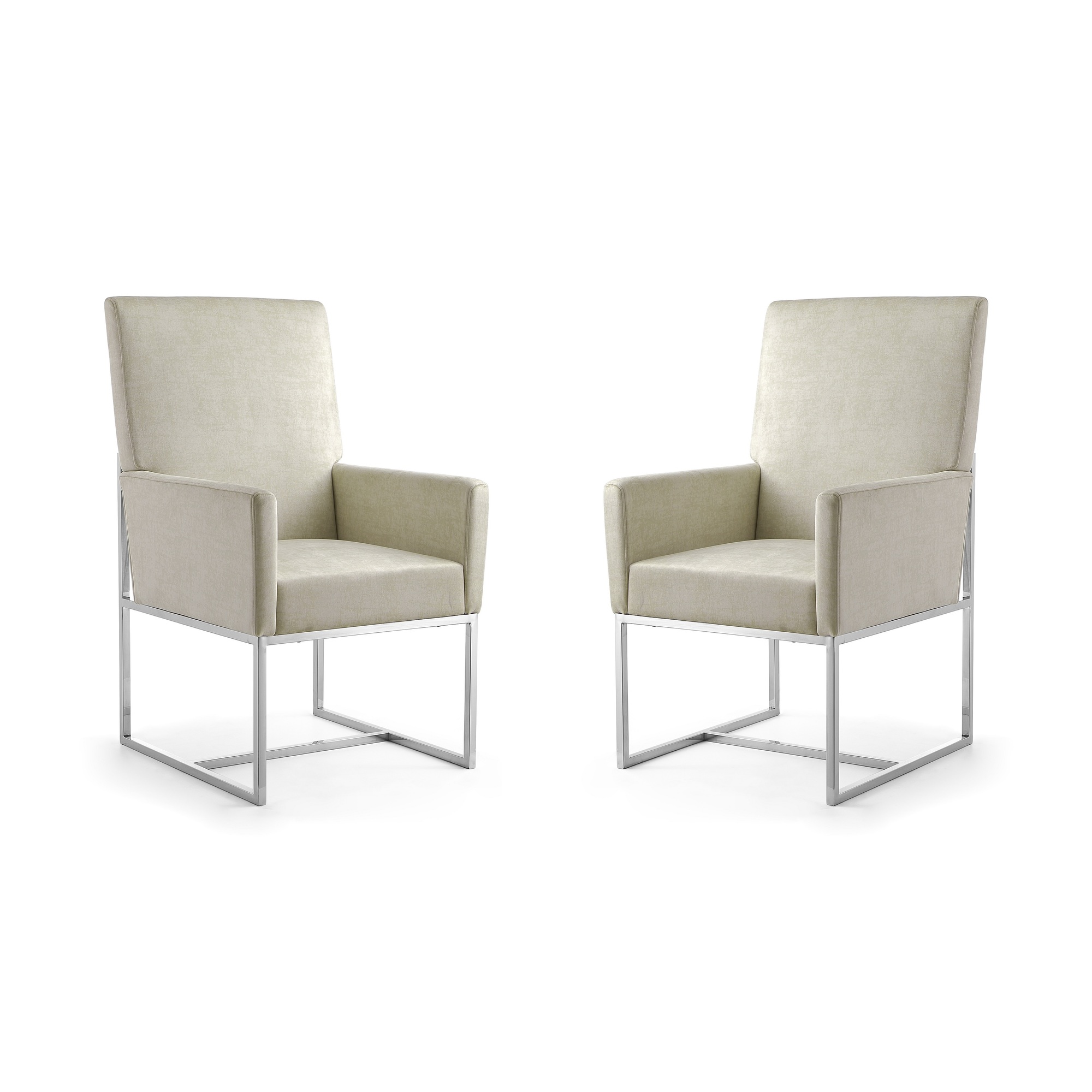 Manhattan Comfort, Element Champagne Velvet Armchair (Set of 2), Primary Color Off White, Included (qty.) 2 Model 2-DC029