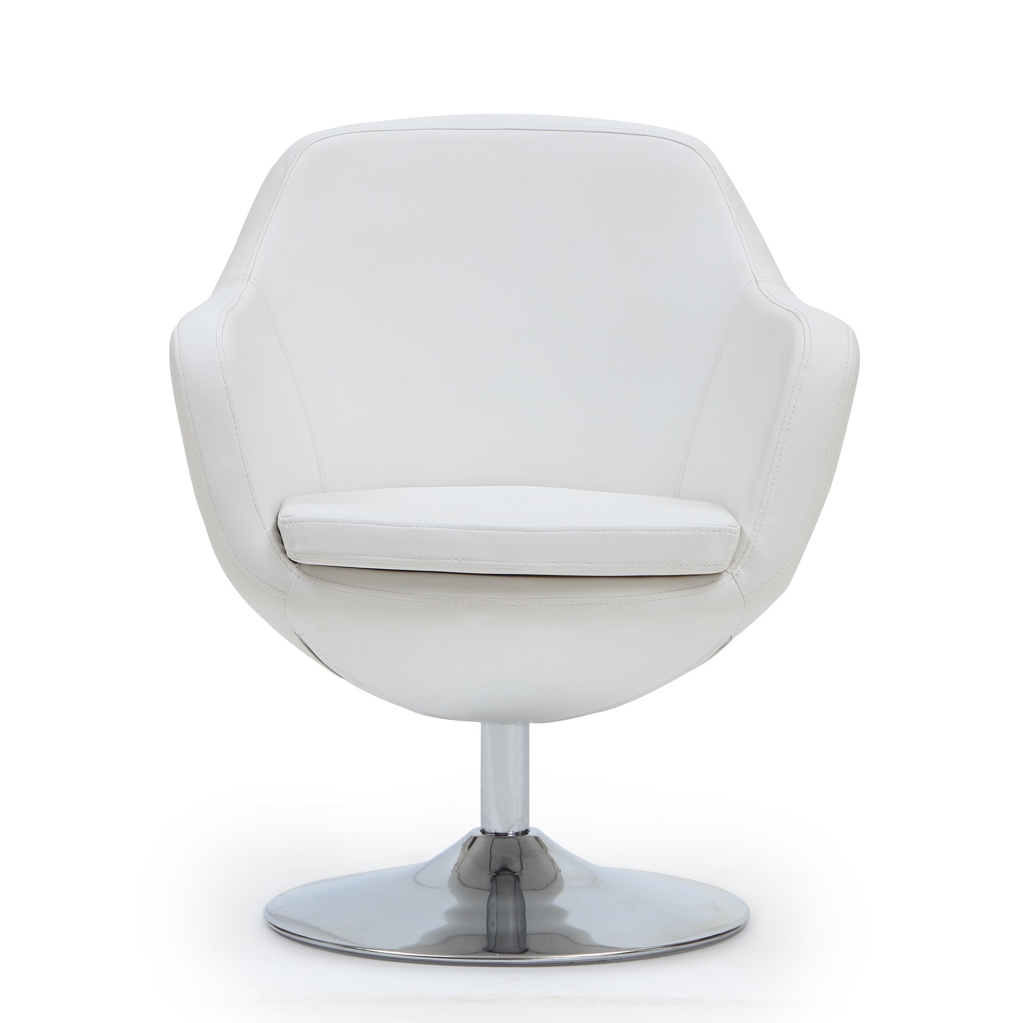 Manhattan Comfort, Caisson White Faux Leather Swivel Accent Chair, Primary Color White, Included (qty.) 1 Model AC028