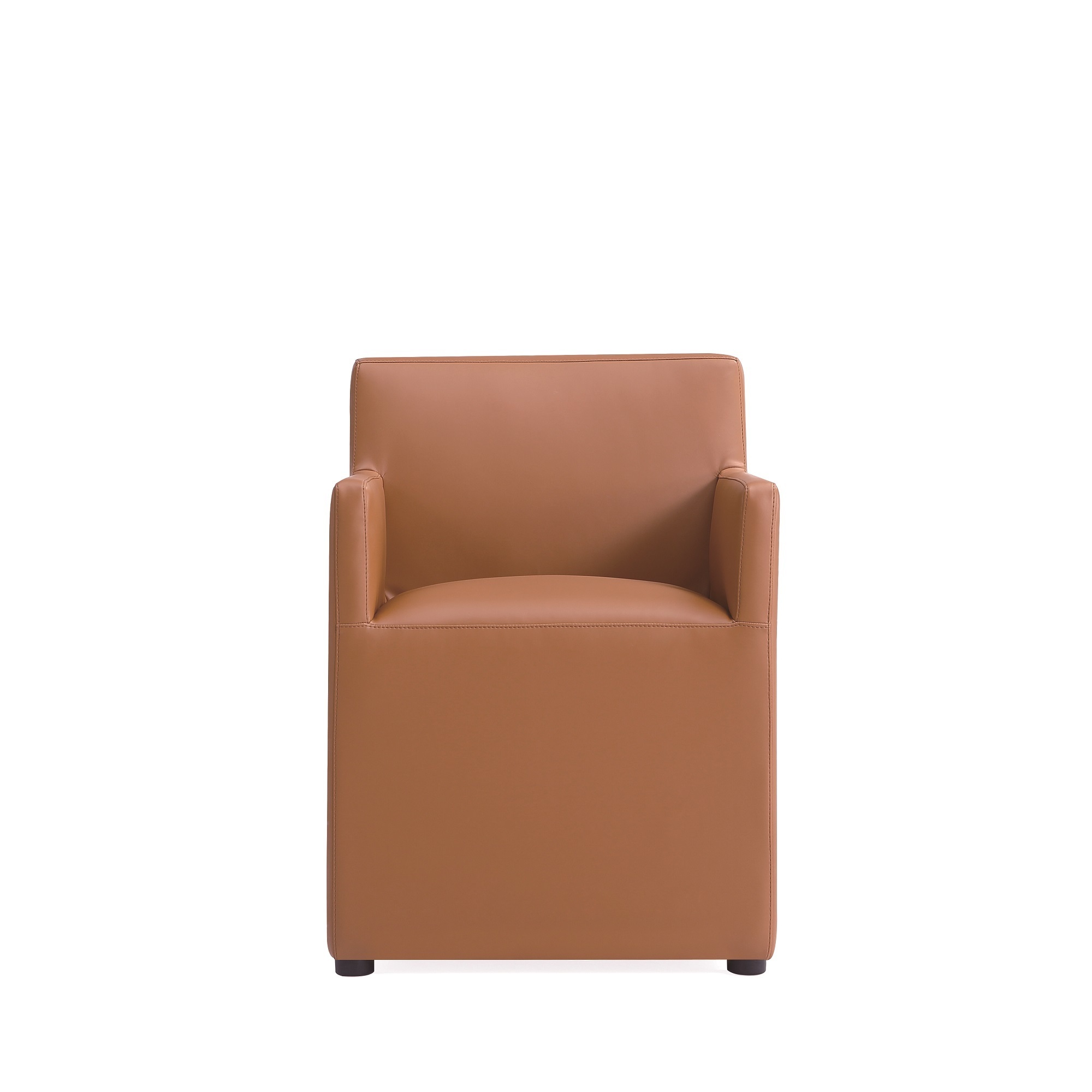 Manhattan Comfort, Anna Modern Square Faux Leather Armchair in Saddle, Primary Color Brown, Included (qty.) 1 Model DC058AR