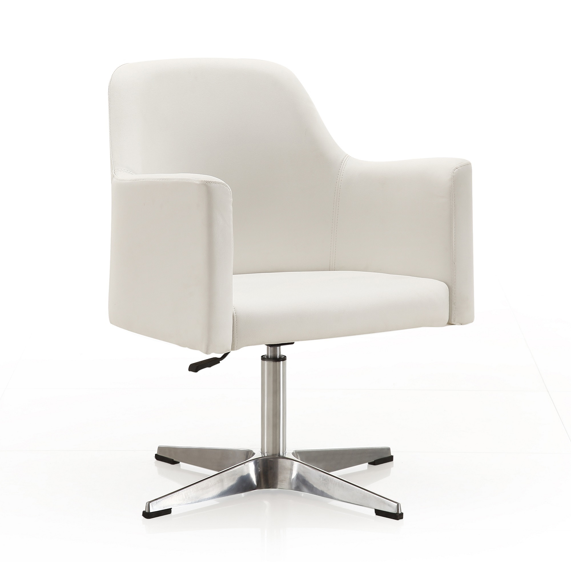 Manhattan Comfort, Pelo White Faux Leather Adj Ht Swivel Accent Chair, Primary Color White, Included (qty.) 1 Model AC030