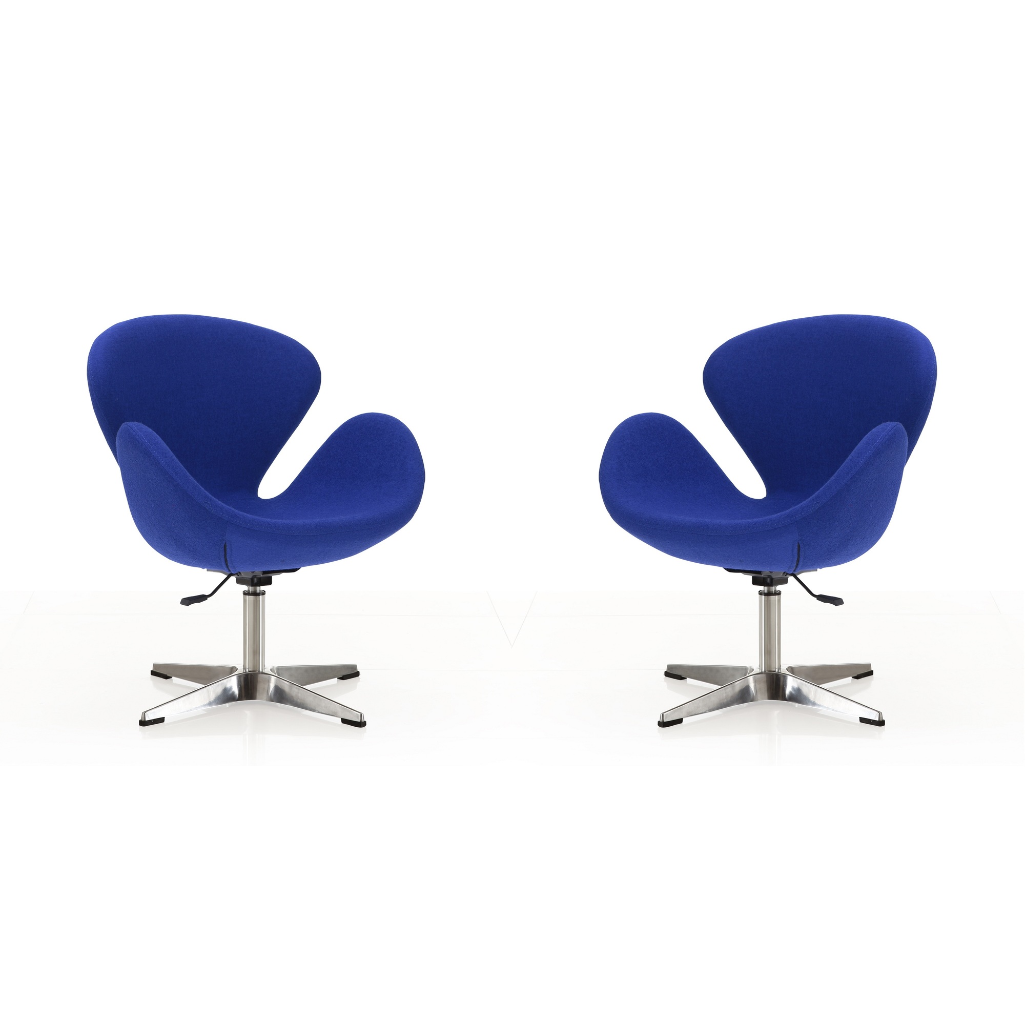 Manhattan Comfort, Raspberry Blue Wool Blend Adj Swivel Chair 2 Set, Primary Color Blue, Included (qty.) 2 Model 2-AC038