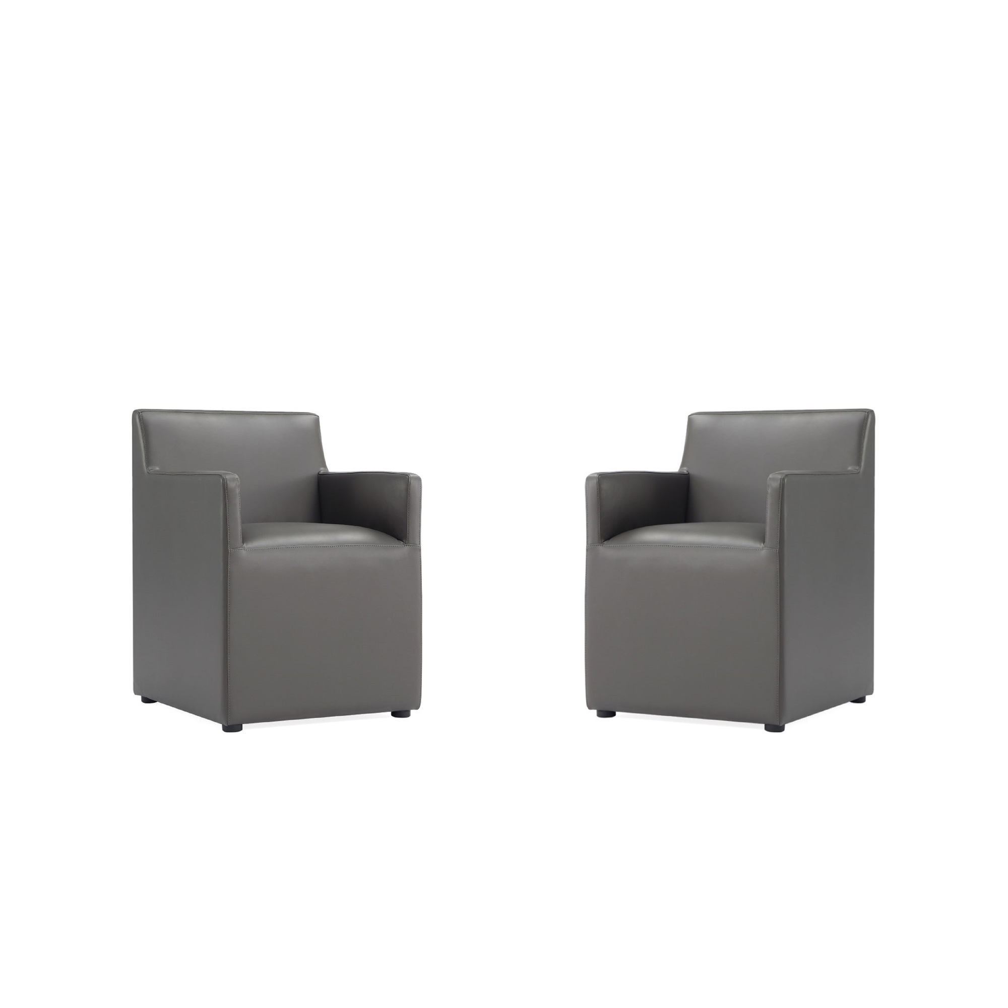 Manhattan Comfort, Anna Square Faux Leather Armchair Pewter Set of 2 Primary Color Pewter, Included (qty.) 2 Model 2-DC058AR