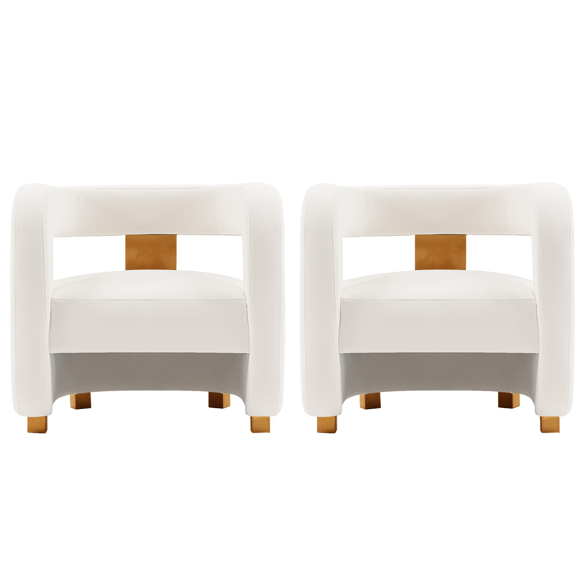 Manhattan Comfort, Modern Amirah Velvet Accent Chair White Set of 2 Primary Color White, Included (qty.) 2 Model 2-AC060