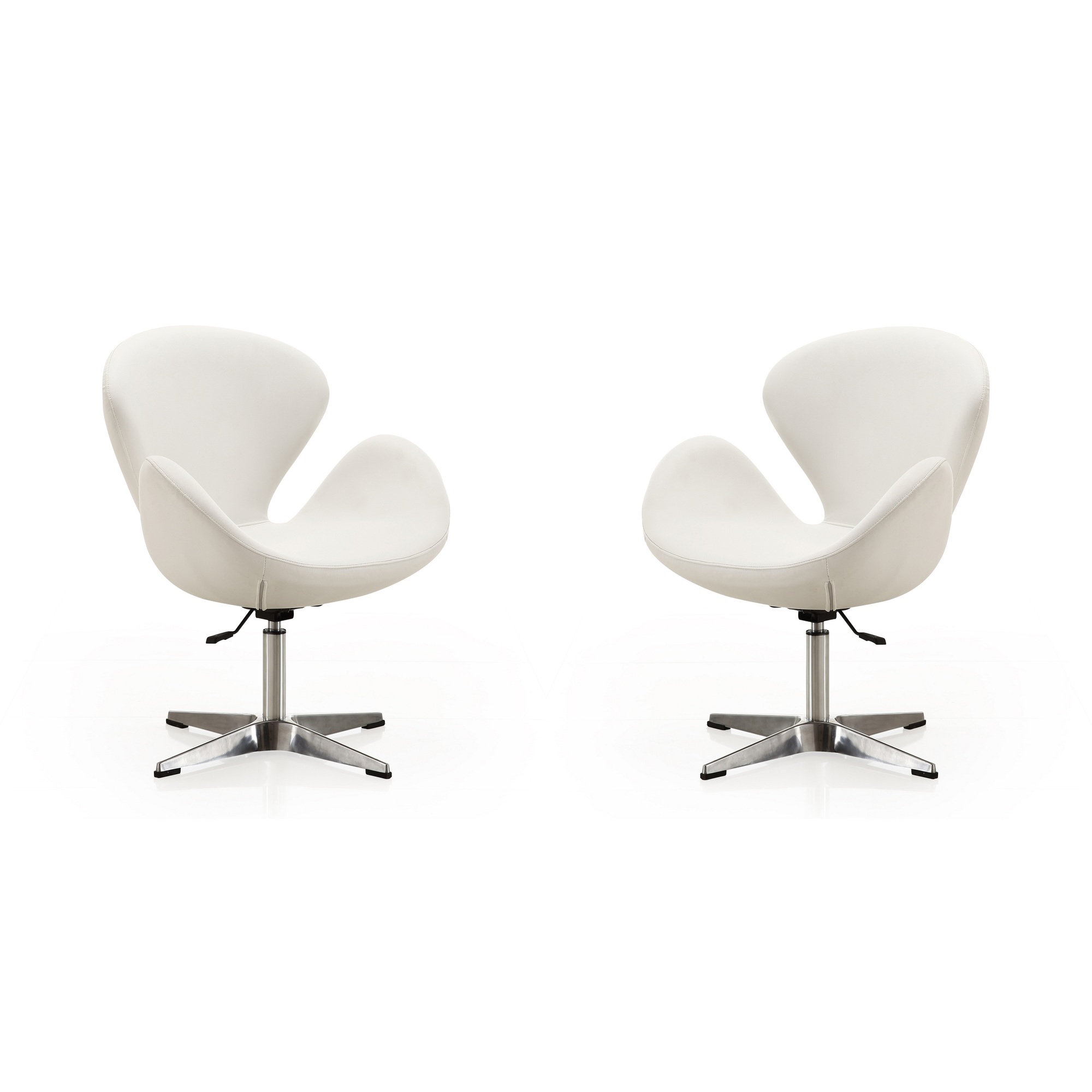 Manhattan Comfort, Raspberry White Fx Leather Adj Swivel Chair 2 Set, Primary Color White, Included (qty.) 2 Model 2-AC038