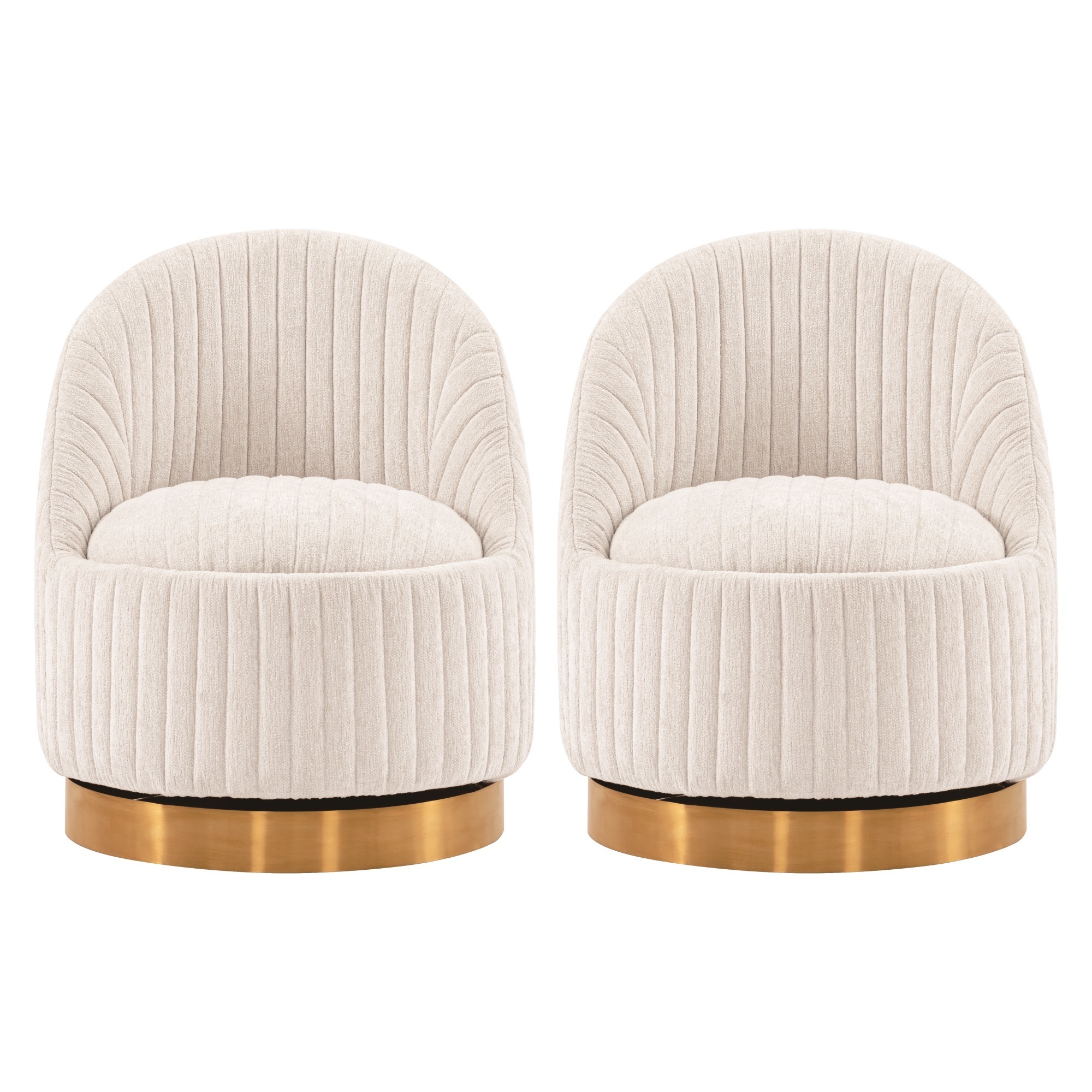 Manhattan Comfort, Leela Swivel Boucle Accent Chair Cream- Set of 2 Primary Color Cream, Included (qty.) 2 Model 2-AC58