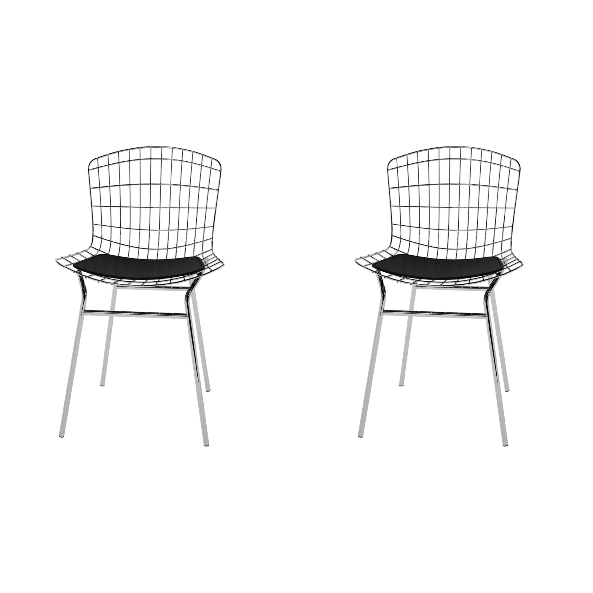 Manhattan Comfort, 2-Piece Madeline Metal Chair Silver and Black, Primary Color Black, Included (qty.) 2 Model 2-197AMC