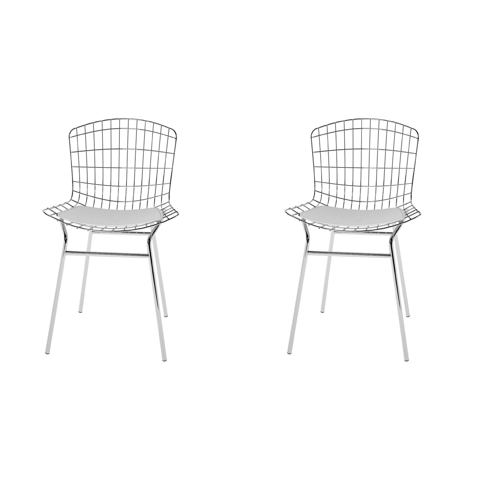 Manhattan Comfort, 2-Piece Madeline Metal Chair Silver and White, Primary Color White, Included (qty.) 2 Model 2-197AMC