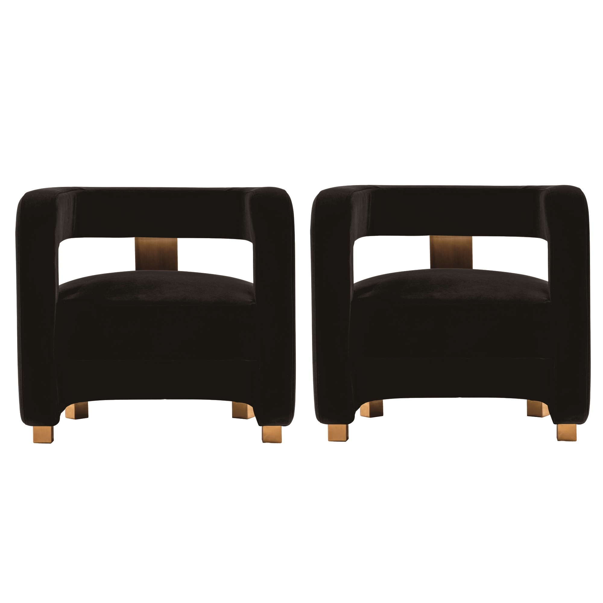 Manhattan Comfort, Modern Amirah Velvet Accent Chair Black Set of 2 Primary Color Black, Included (qty.) 2 Model 2-AC060