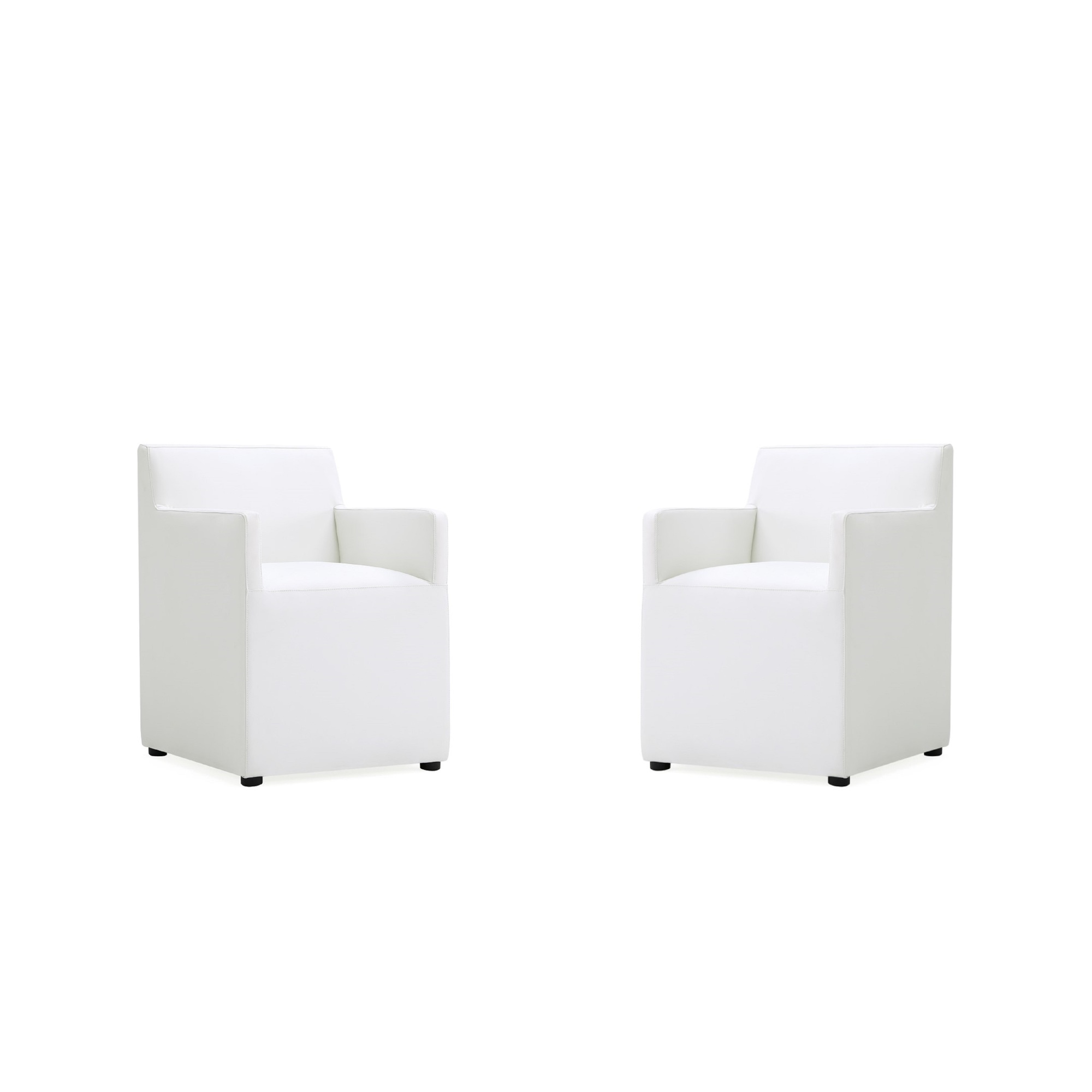 Manhattan Comfort, Anna Square Faux Leather Armchair Cream Set of 2 Primary Color Cream, Included (qty.) 2 Model 2-DC058AR