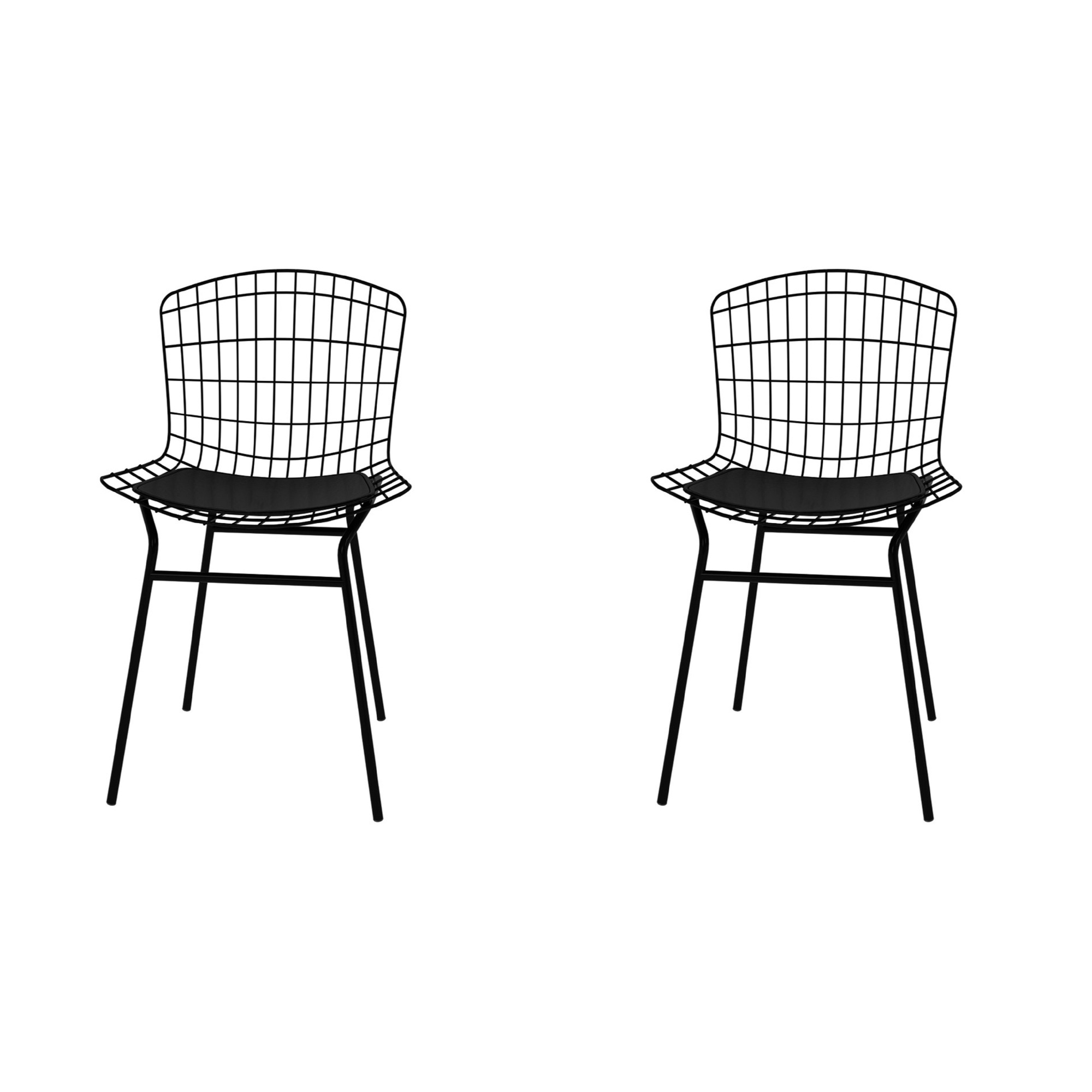 Manhattan Comfort, Madeline Chair, Set of 2 with Seat Cushion Black, Primary Color Black, Included (qty.) 2 Model 2-197AMC