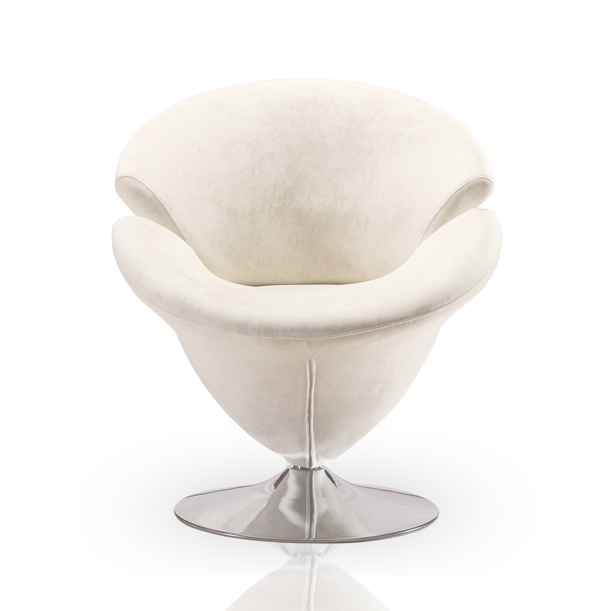 Manhattan Comfort, Tulip White Velvet Swivel Accent Chair, Primary Color White, Included (qty.) 1 Model AC029