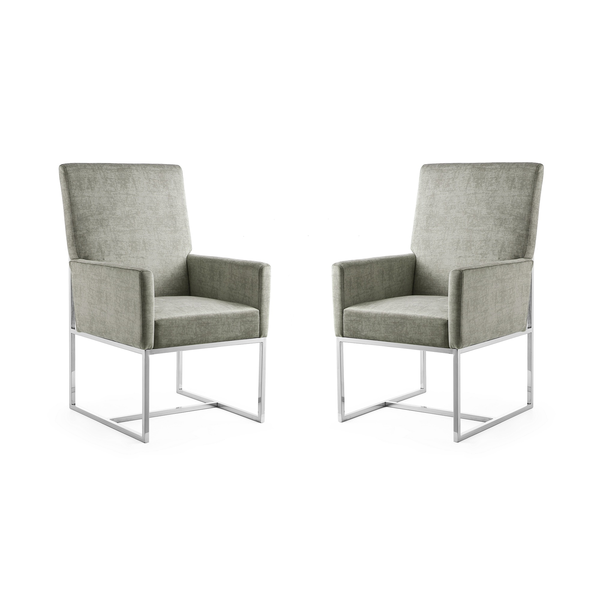 Manhattan Comfort, Element Steel Velvet Armchair (Set of 2), Primary Color Gray, Included (qty.) 2 Model 2-DC029