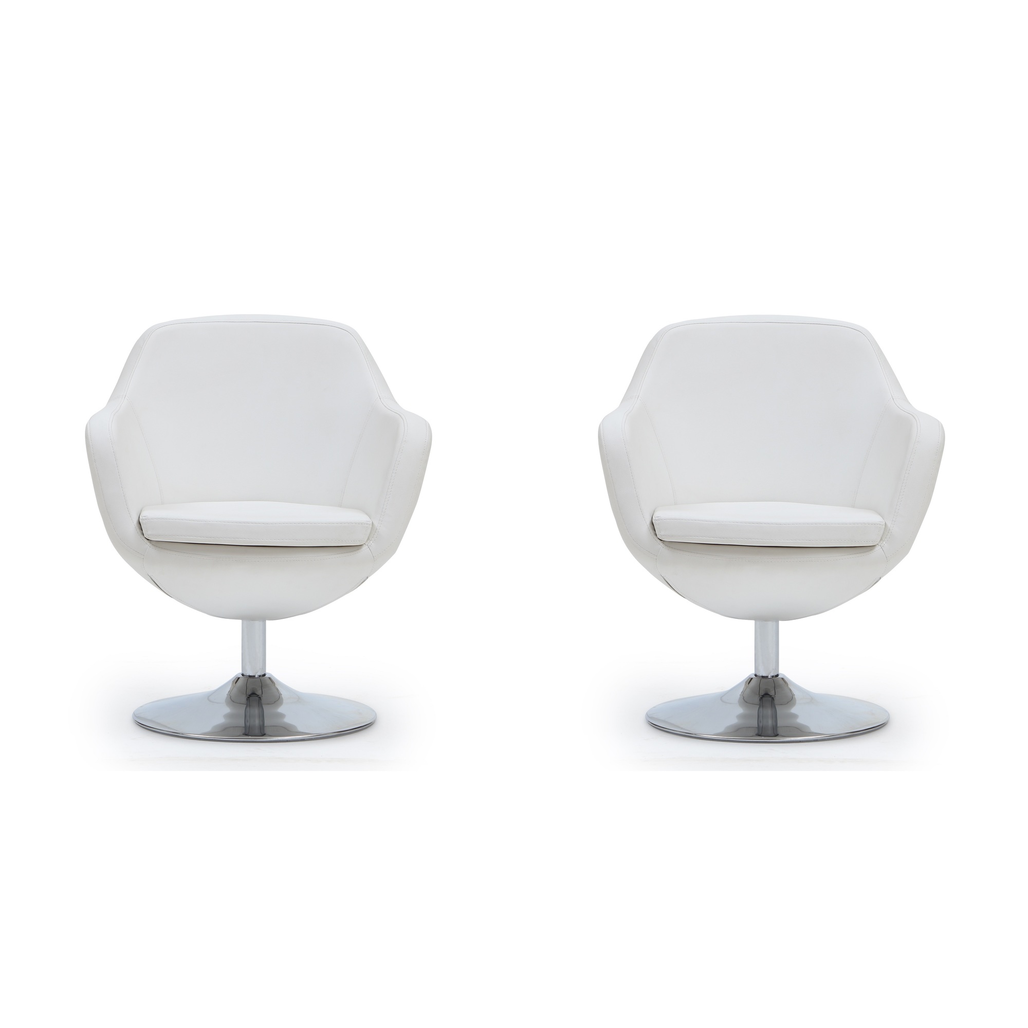 Manhattan Comfort, Caisson White Fx Leather Swvl Accent Chair 2 Set, Primary Color White, Included (qty.) 2 Model 2-AC028