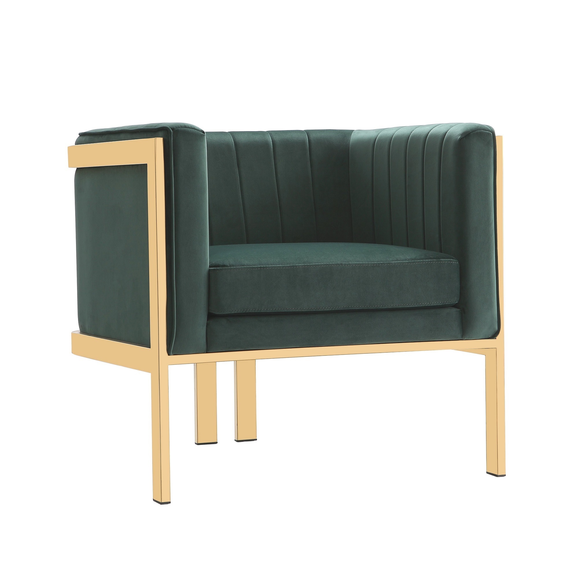 Manhattan Comfort, Paramount Forest GreenMetal Velvet Accent Armchair, Primary Color Green, Included (qty.) 1 Model AC053