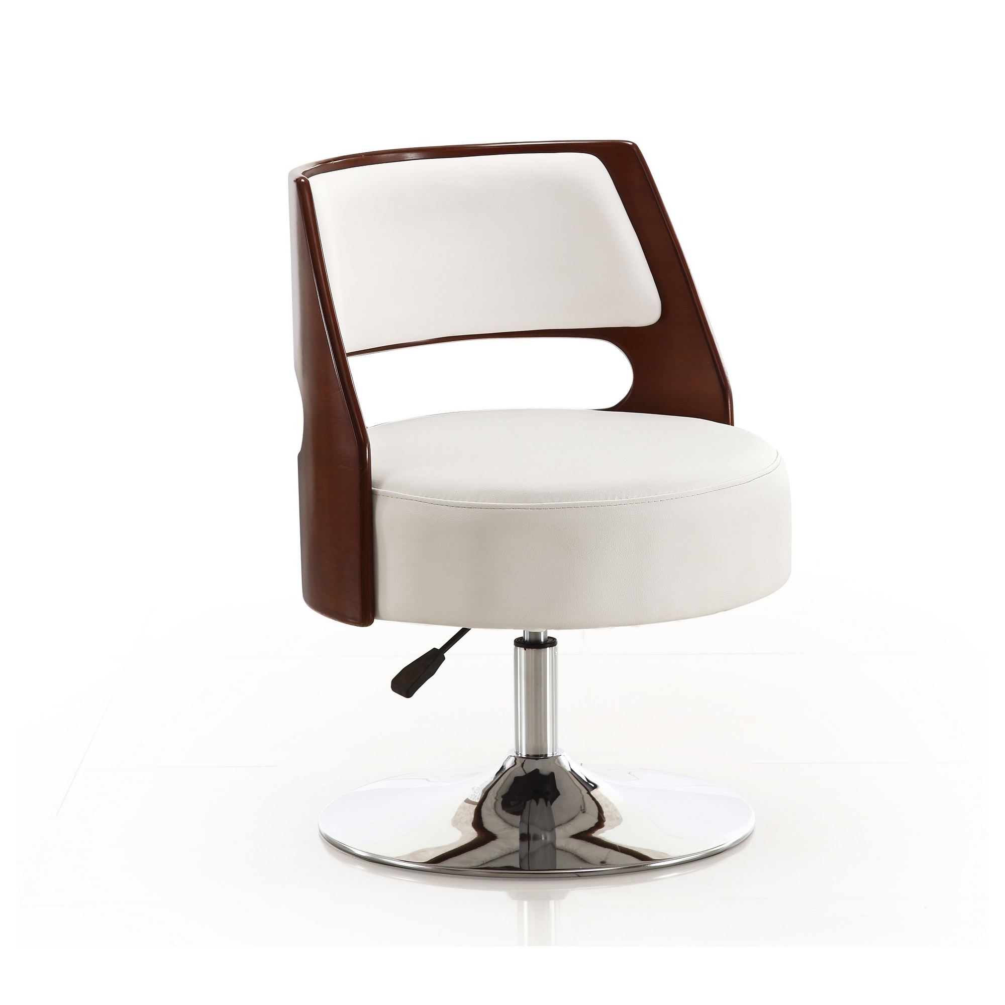 Manhattan Comfort, Salon White Fx Leather Adj Ht Swivel Accent Chair, Primary Color White, Included (qty.) 1 Model AC034