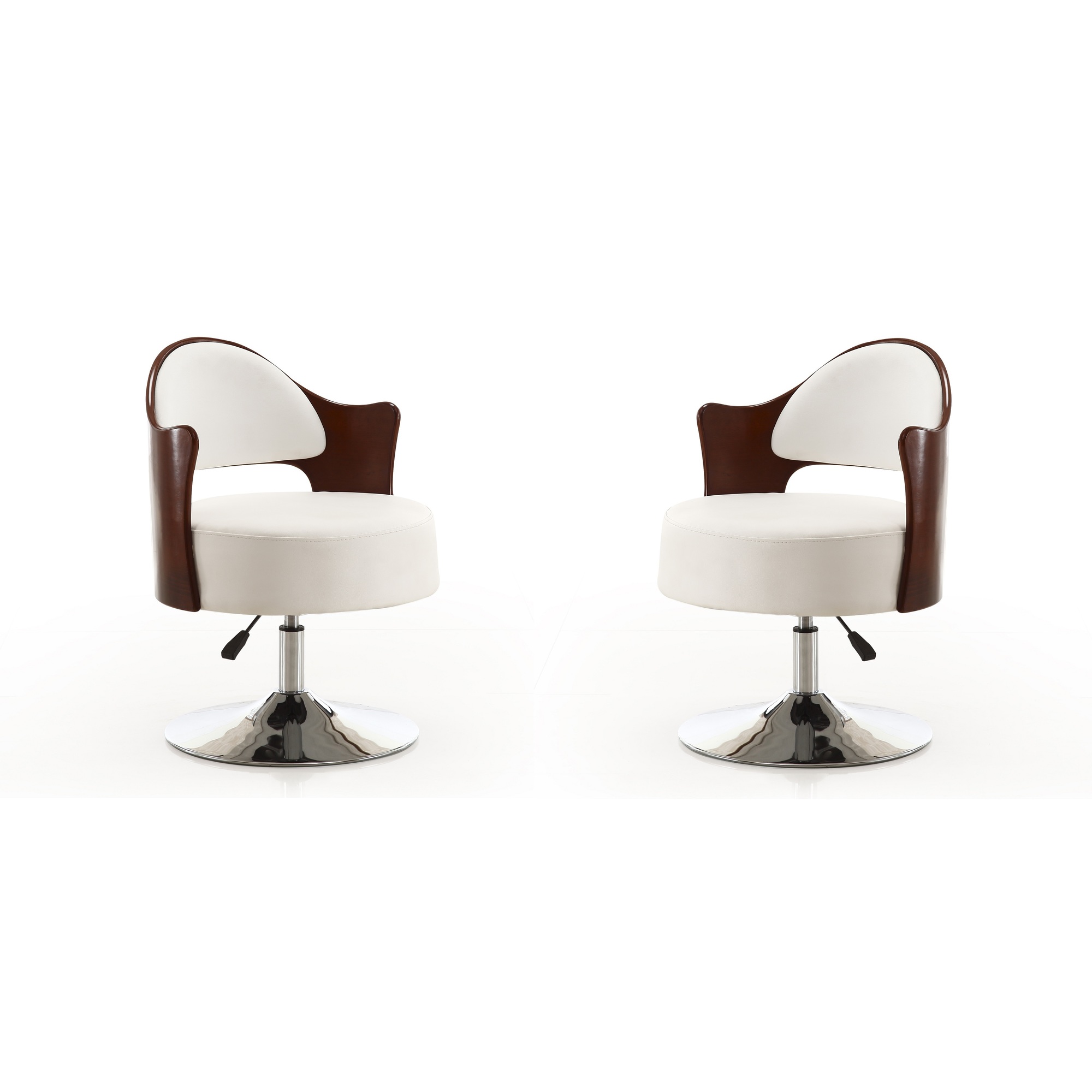 Manhattan Comfort, Bopper White Fx Leather Adj Swvl Chair 2 Set, Primary Color White, Included (qty.) 2 Model 2-AC033