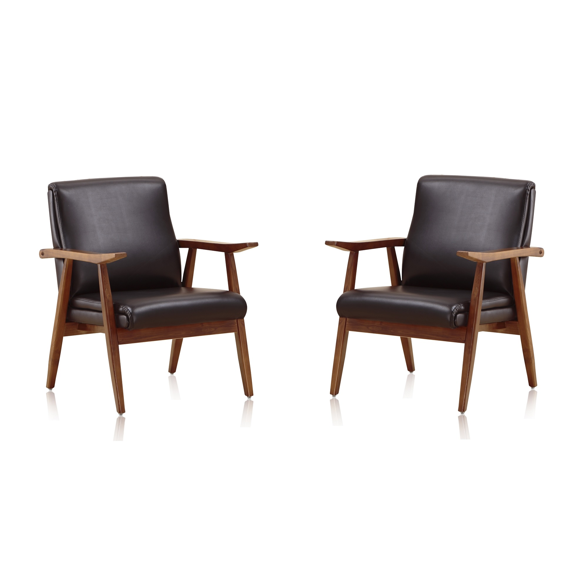 Manhattan Comfort, ArchDuke Black Fx Leather Accent Chair 2 Set, Primary Color Black, Included (qty.) 2 Model 2-AC001