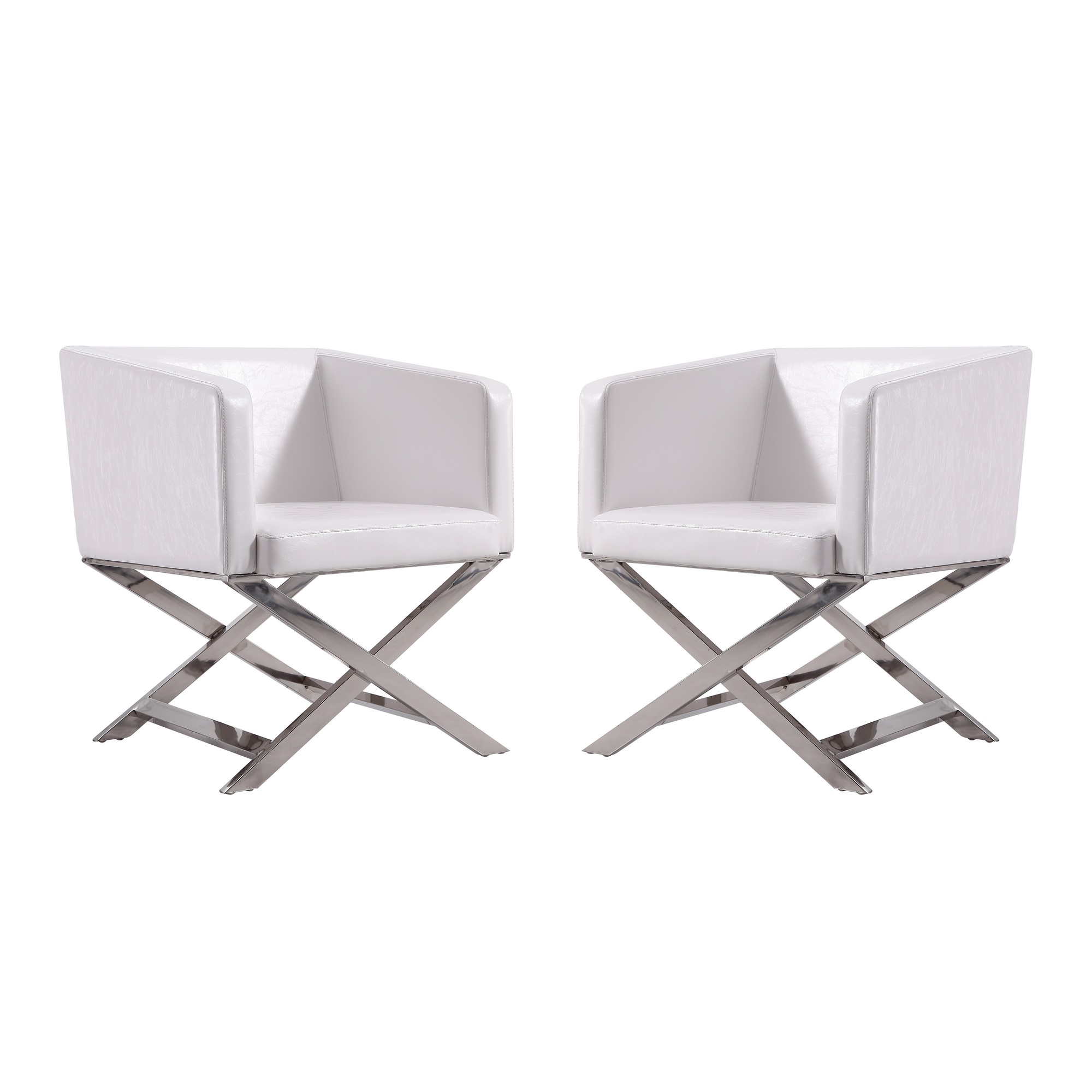 Manhattan Comfort, Hollywood White Fx Leather Accent Chair 2 Set, Primary Color White, Included (qty.) 2 Model 2-AC050