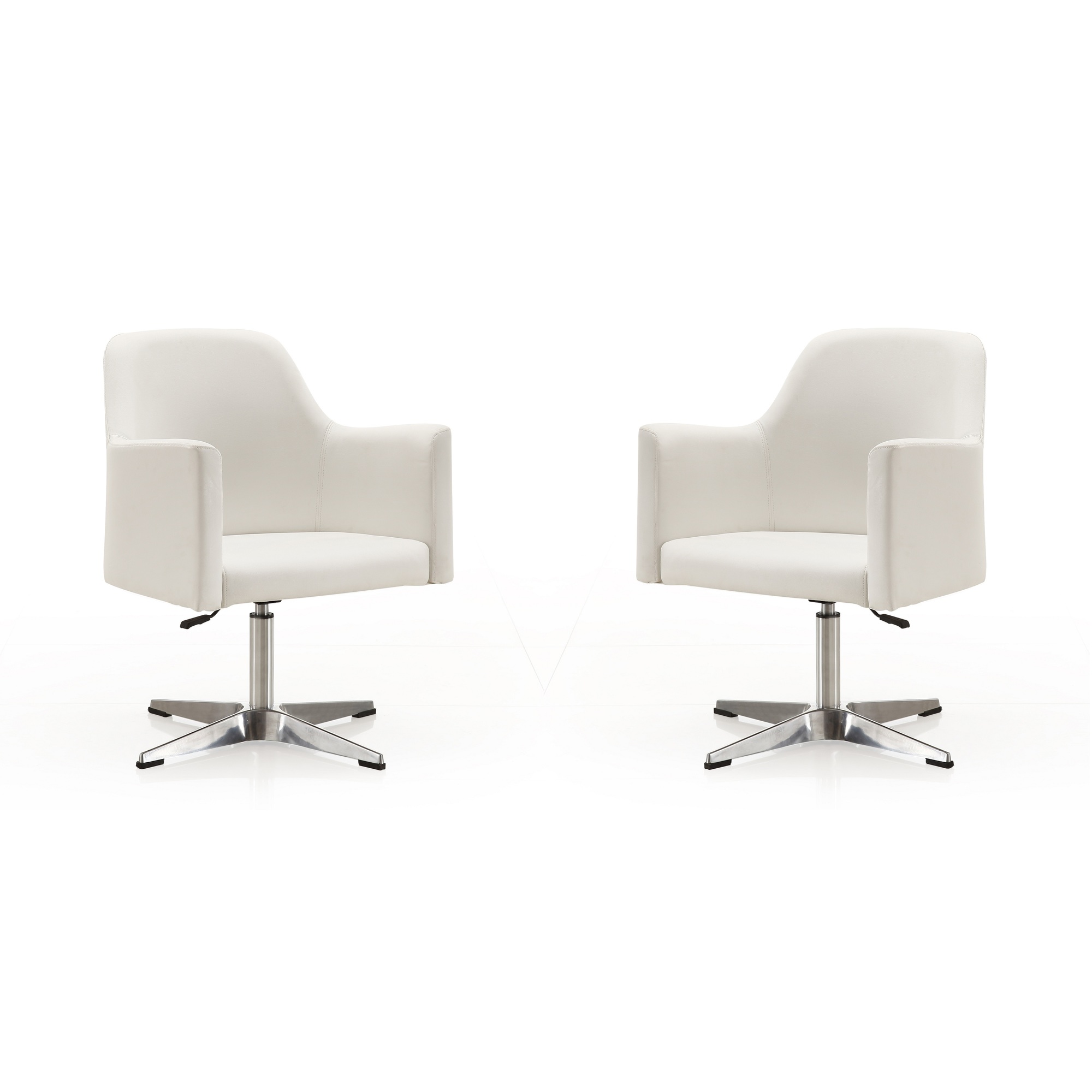 Manhattan Comfort, Pelo White Fx Leather Adj Swvl Accent Chair 2 Set, Primary Color White, Included (qty.) 2 Model 2-AC030