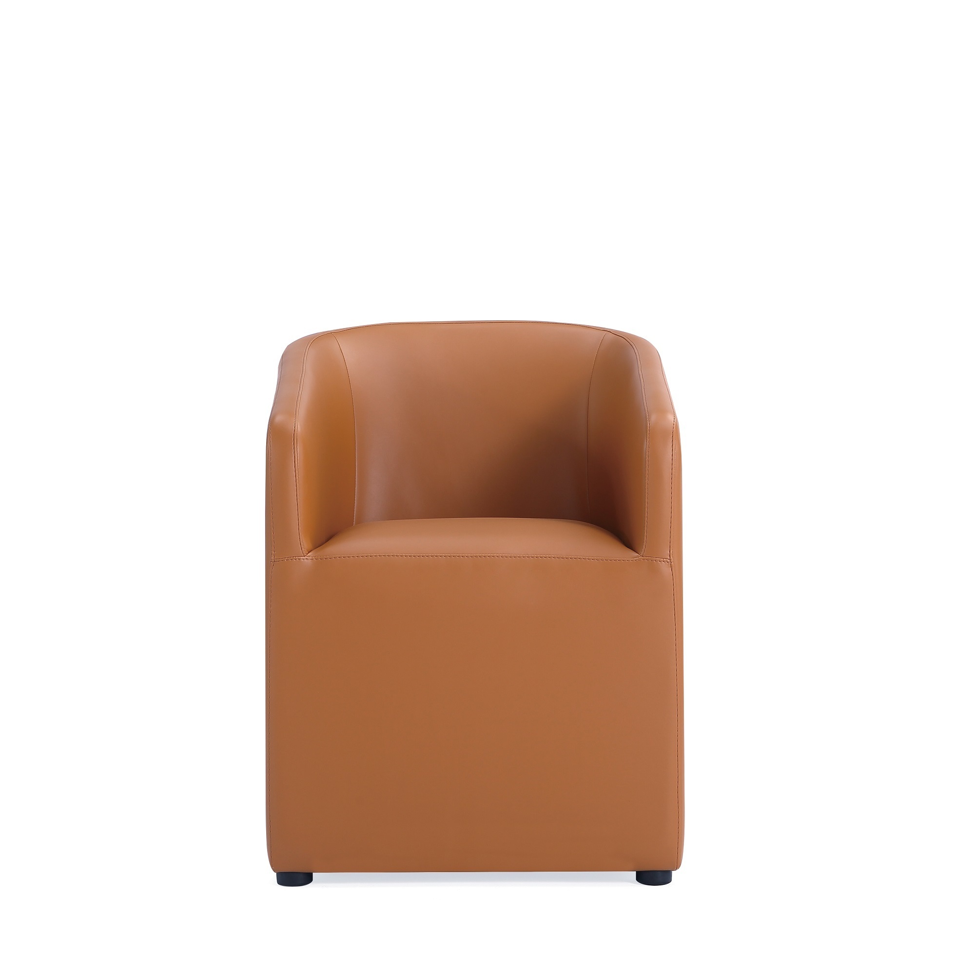 Manhattan Comfort, Anna Modern Round Faux Leather Armchair in Saddle, Primary Color Brown, Included (qty.) 1 Model DC059AR